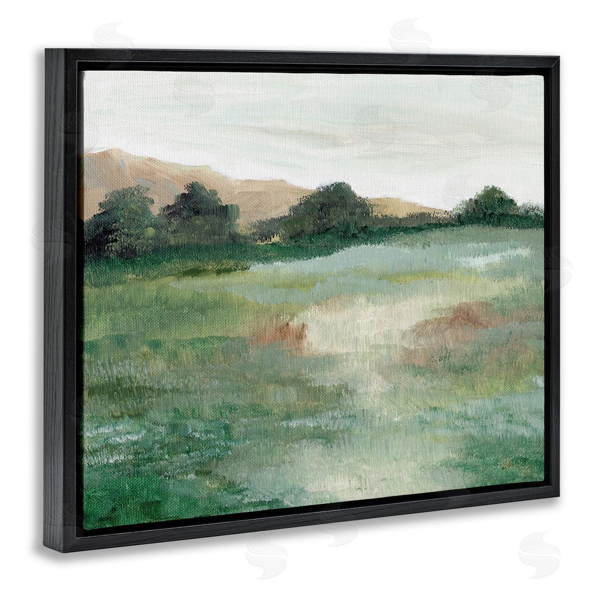Nikita Jariwala Brushed Mountain Valley Black Floating Frame Canvas Wall Art Print
