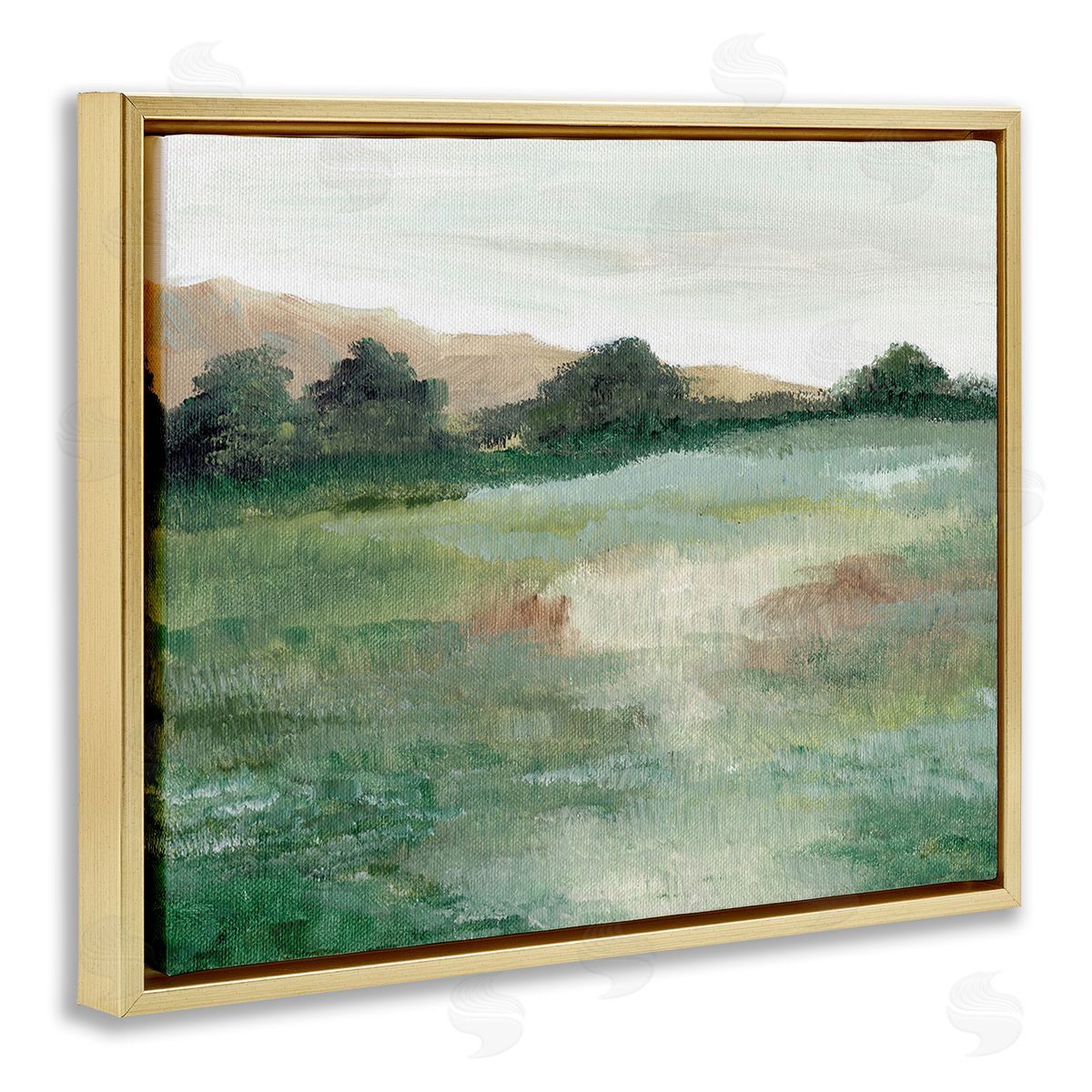 Nikita Jariwala Brushed Mountain Valley Gold Floating Frame Canvas Wall Art Print