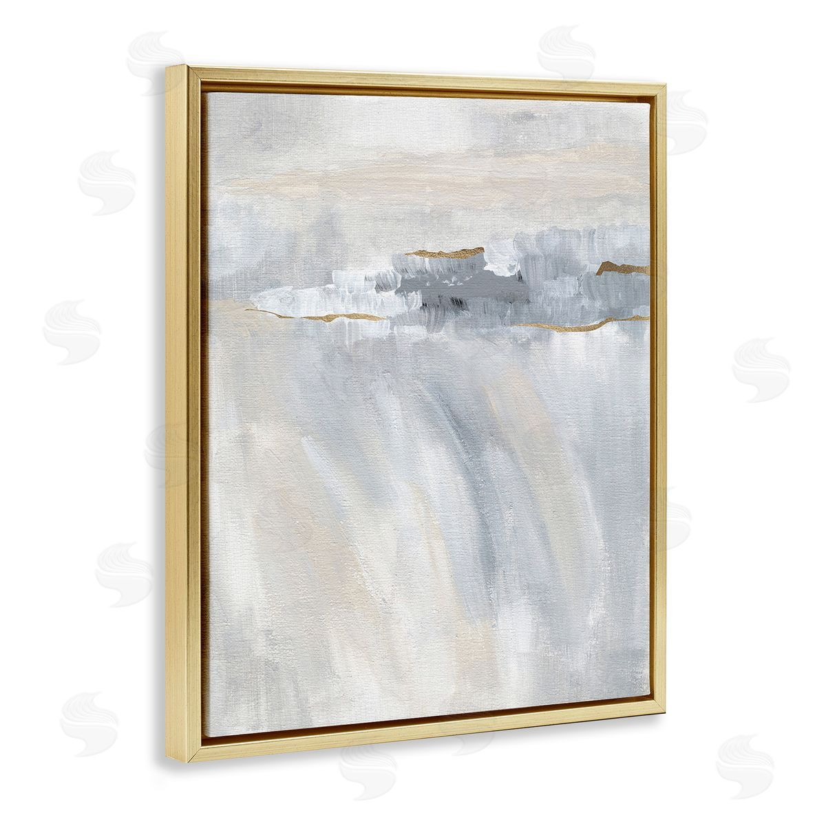 Nikita Jariwala Grey Abstract Movement Gold Floating Frame Canvas Wall Art Print