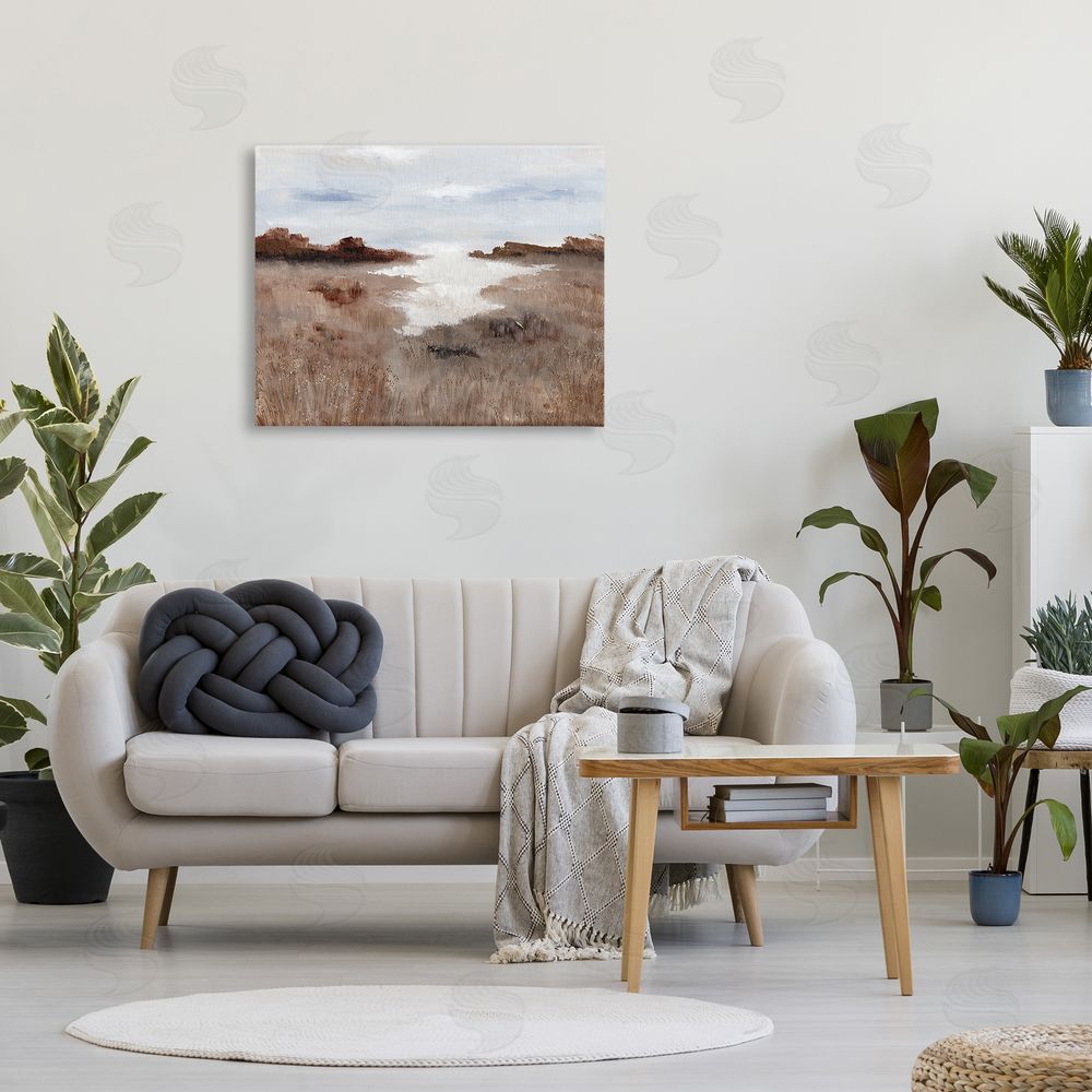 Nikita Jariwala Field with Arid Vegetation Canvas Wall Art Print in Room