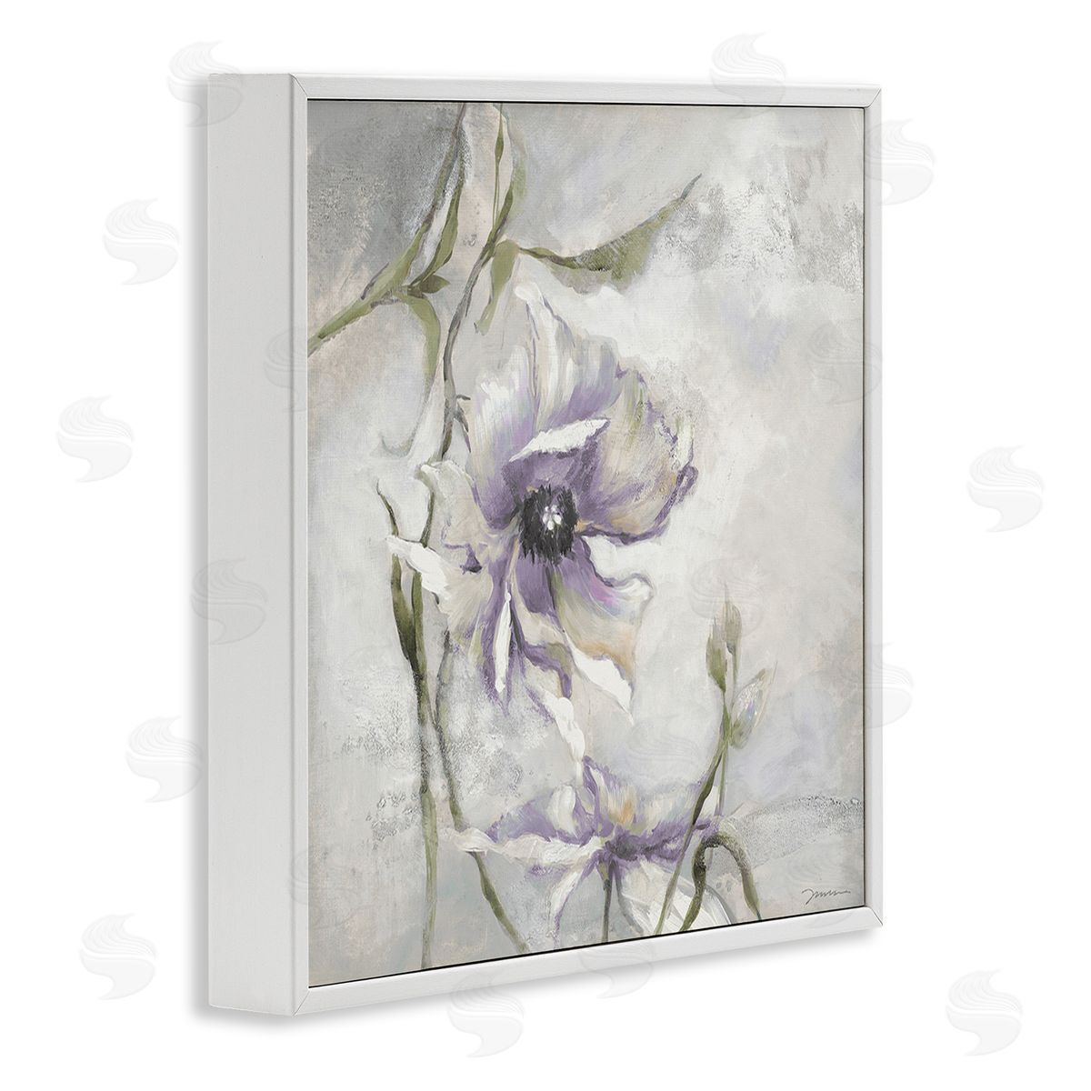 Liz Jardine Grey & Purple Flower White Framed Giclee Wall Art Print