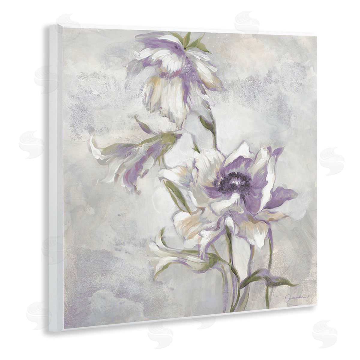 Liz Jardine Purple Curling Petals Wooden Wall Plaque Art Print