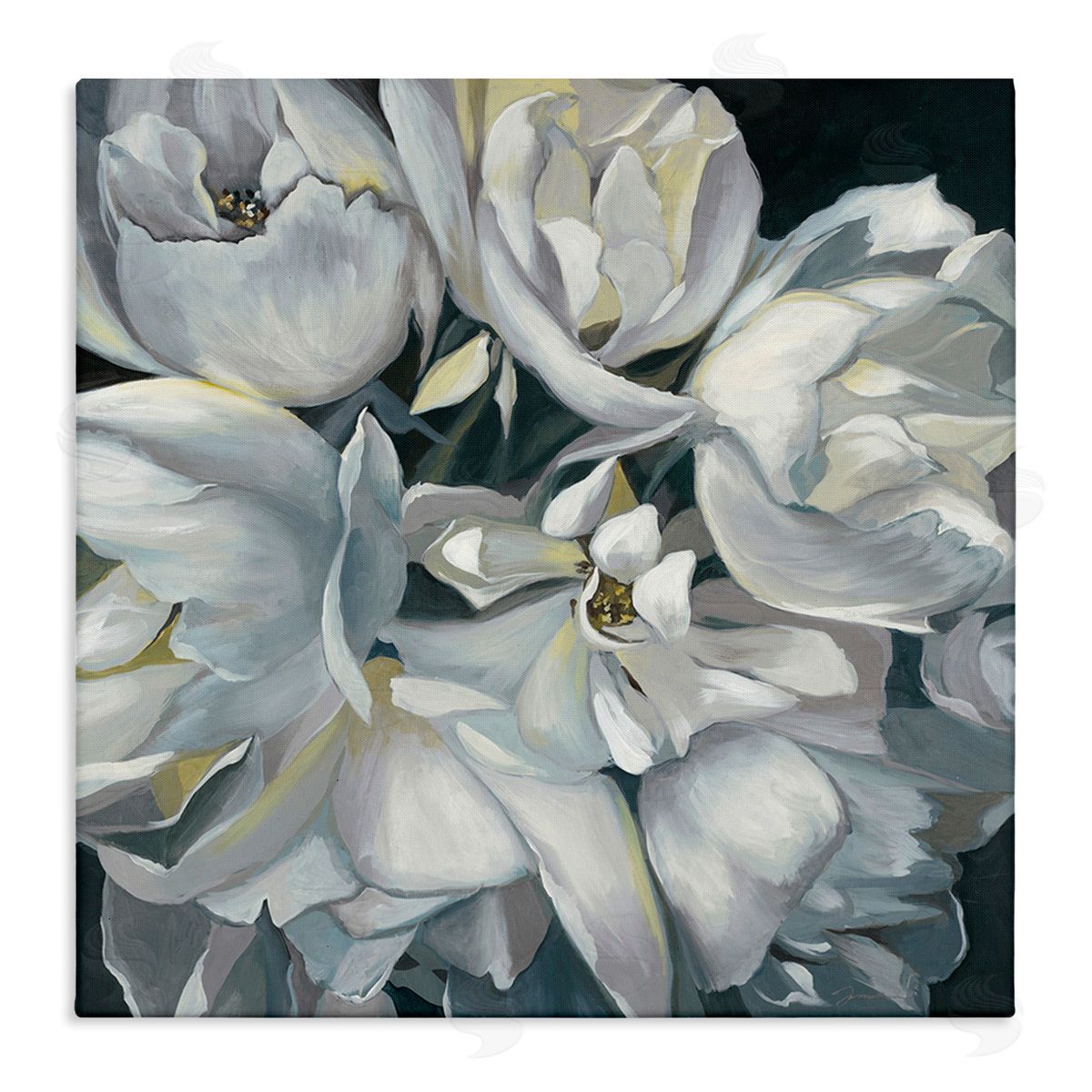 Liz Jardine Traditional Grey Blossom Canvas Wall Art Print