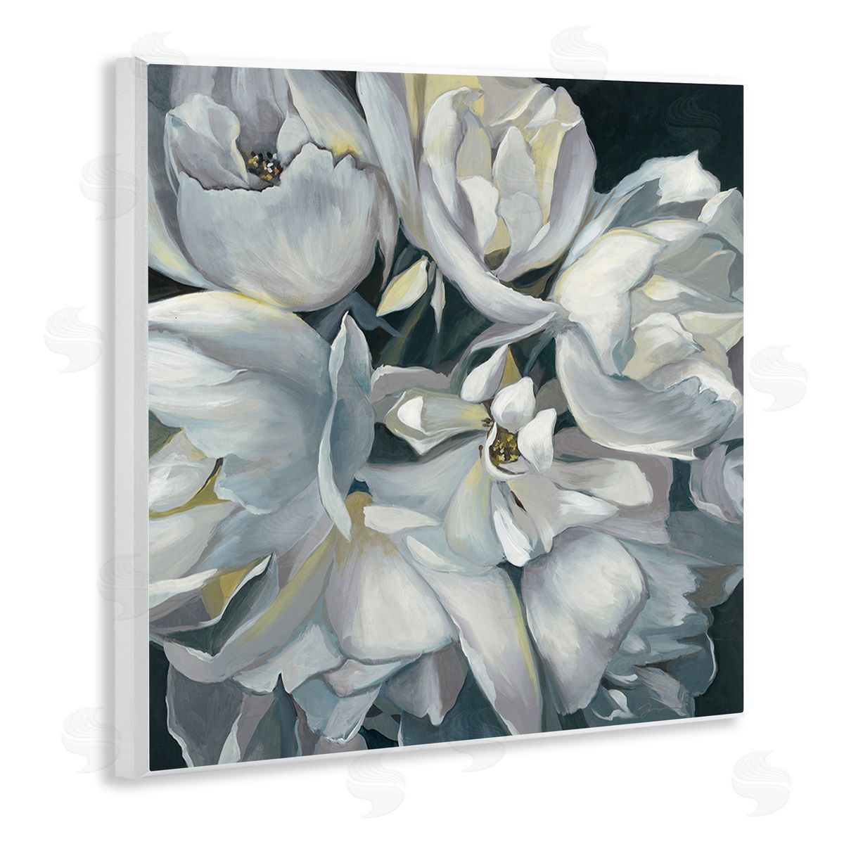 Liz Jardine Traditional Grey Blossom Wooden Wall Plaque Art Print