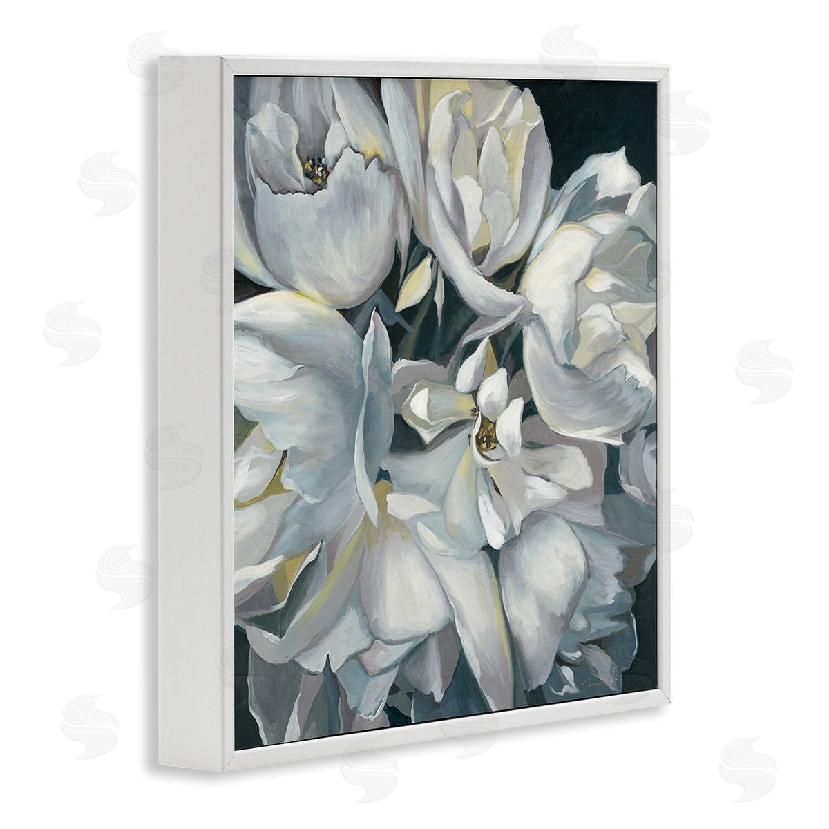 Liz Jardine Traditional Grey Blossom White Framed Giclee Wall Art Print