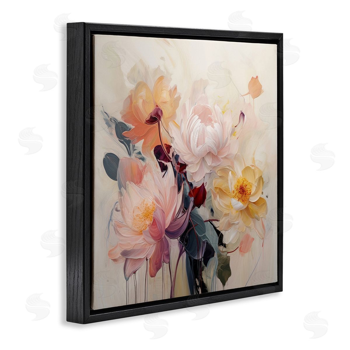 Irena Orlov Elegant Blooming Dahlias Black Floating Frame Canvas Wall Art Print