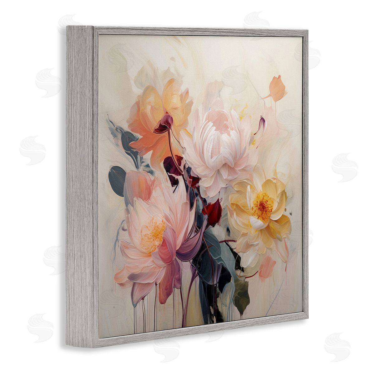Irena Orlov Elegant Blooming Dahlias Gray Framed Giclee Wall Art Print