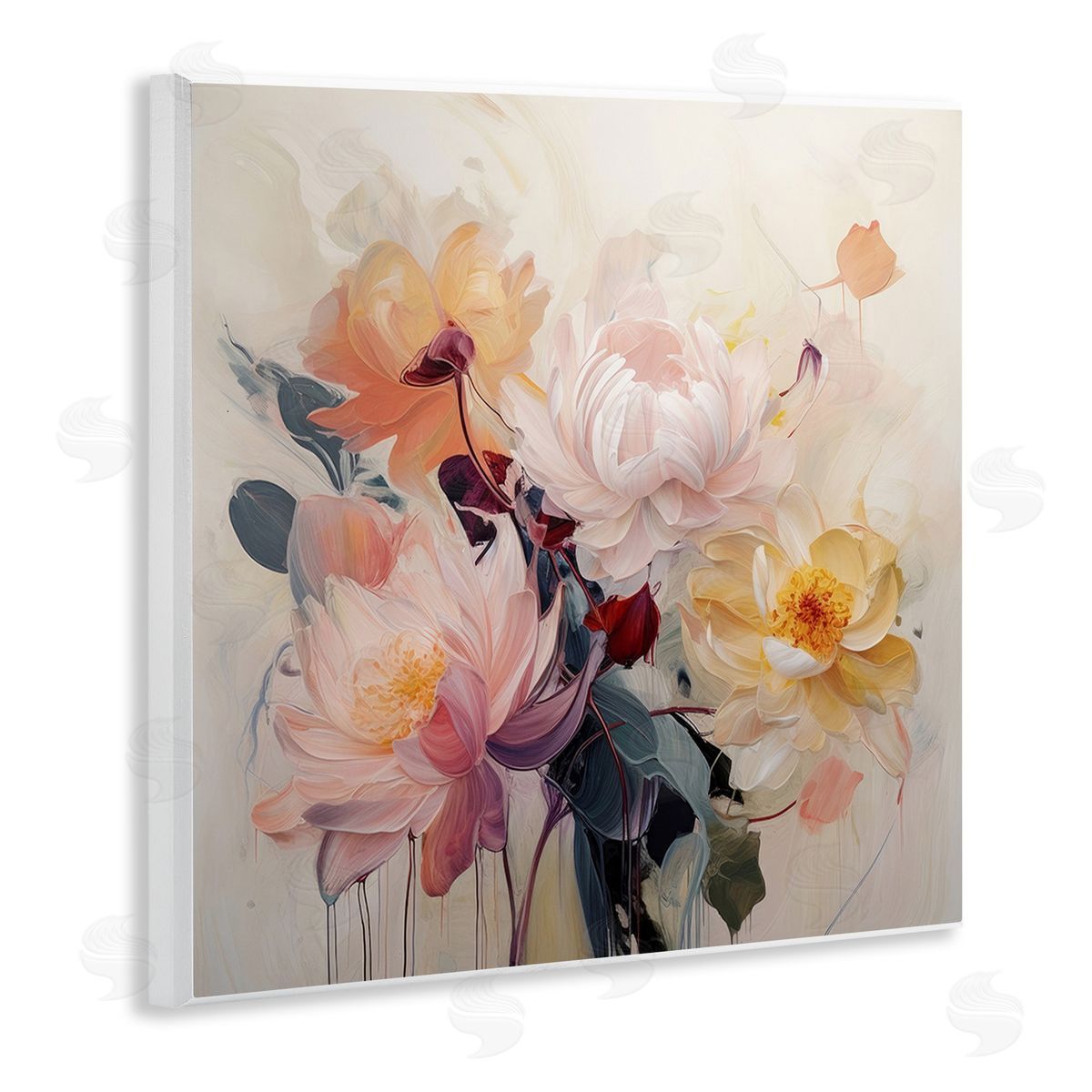 Irena Orlov Elegant Blooming Dahlias Wooden Wall Plaque Art Print