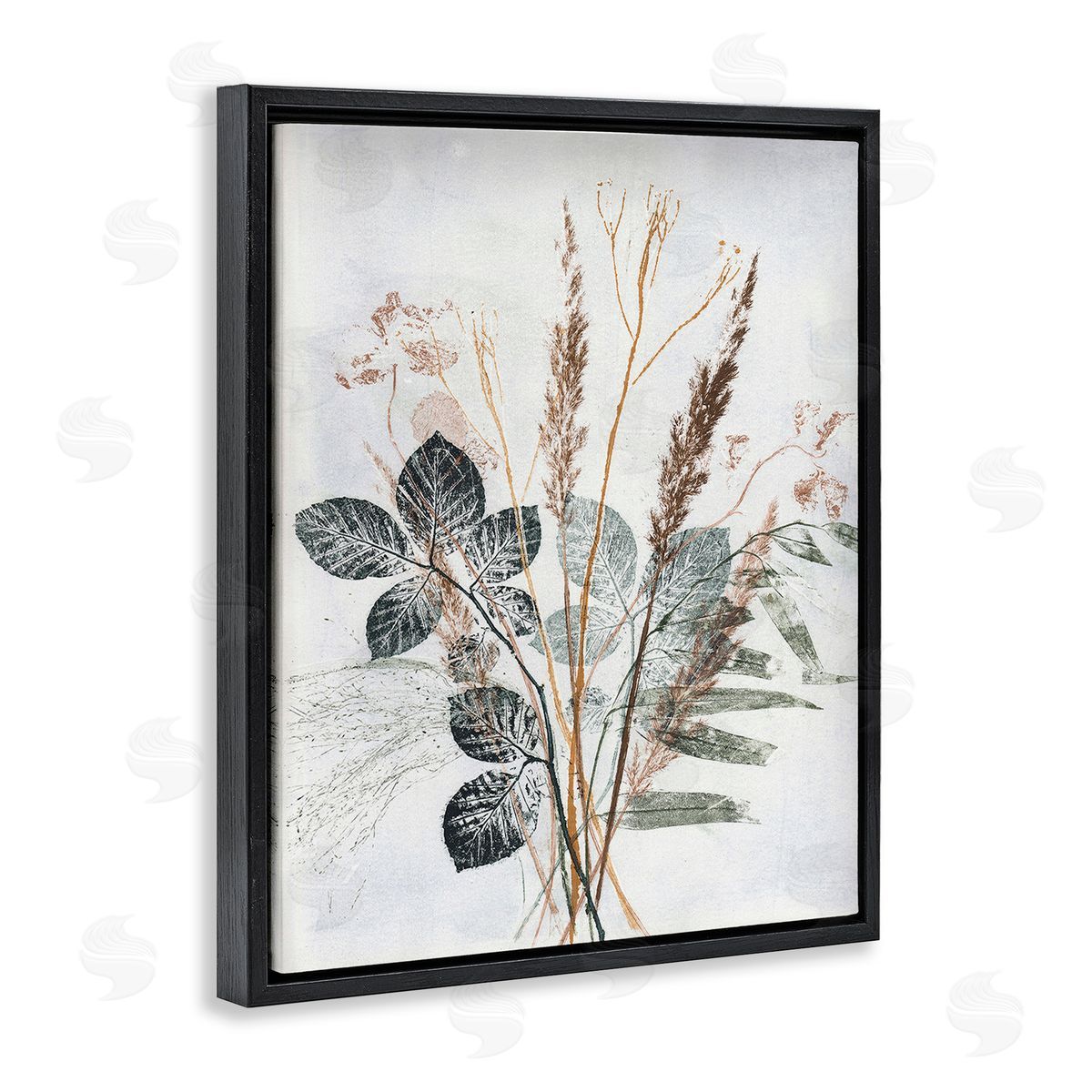 Pernille Folcarelli Natural Forest Leaves Black Floating Frame Canvas Wall Art Print