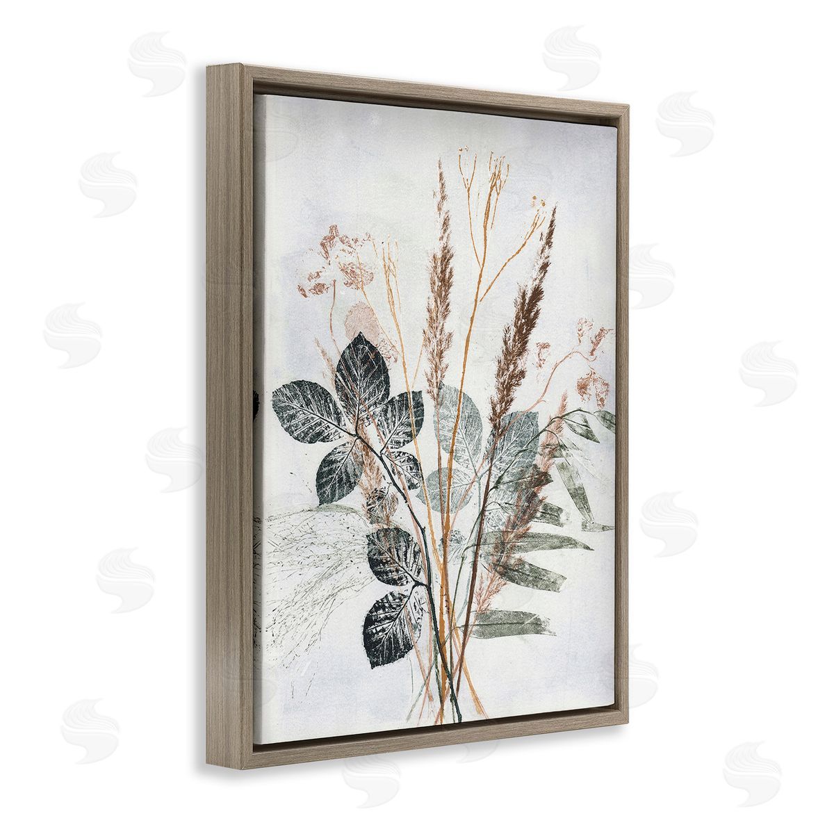 Pernille Folcarelli Natural Forest Leaves Brown Floating Frame Canvas Wall Art Print