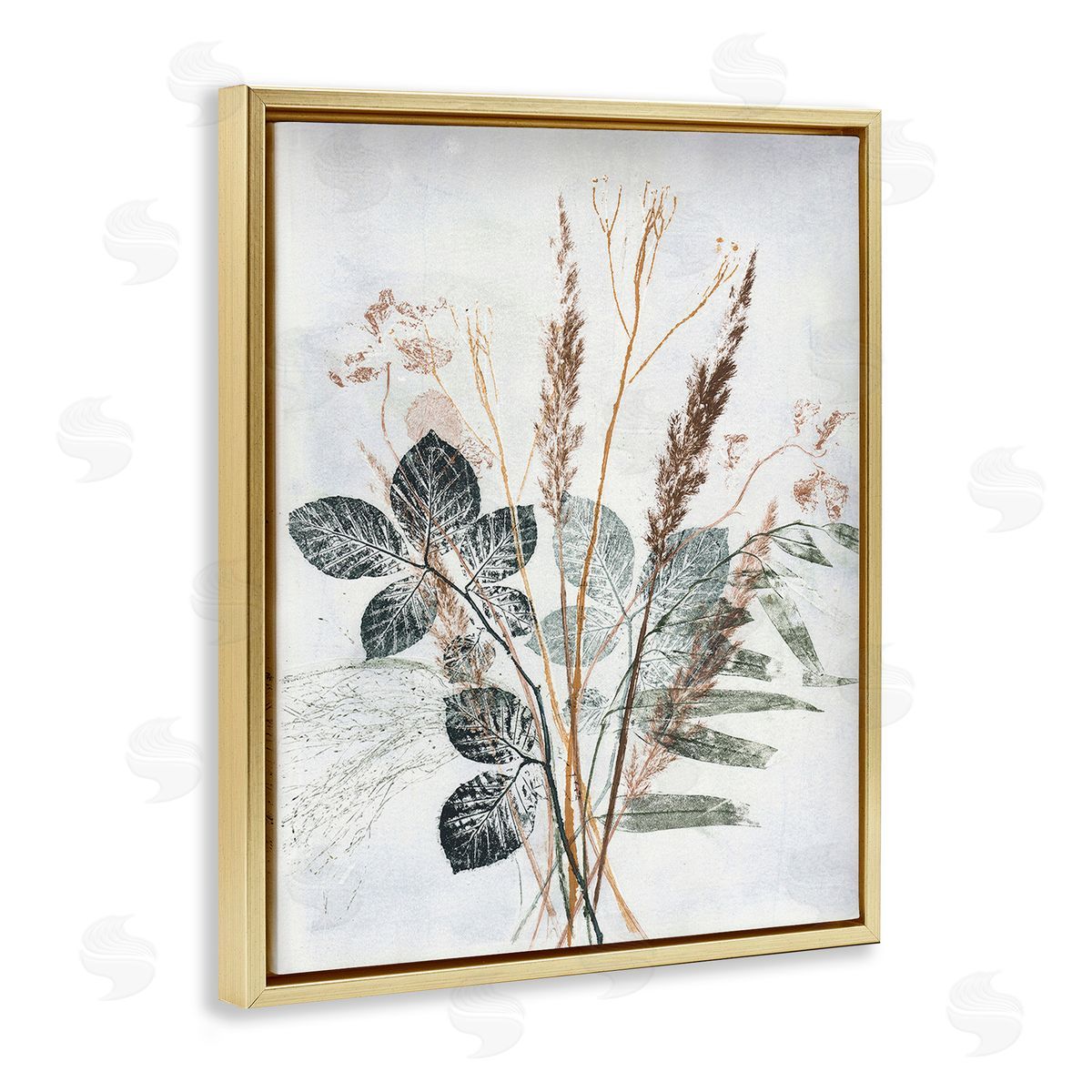 Pernille Folcarelli Natural Forest Leaves Gold Floating Frame Canvas Wall Art Print