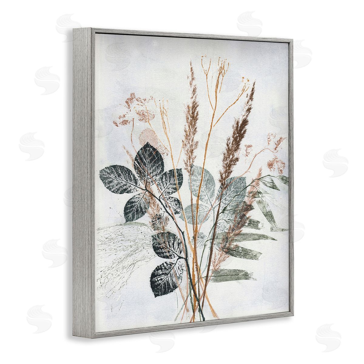 Pernille Folcarelli Natural Forest Leaves Gray Framed Giclee Wall Art Print