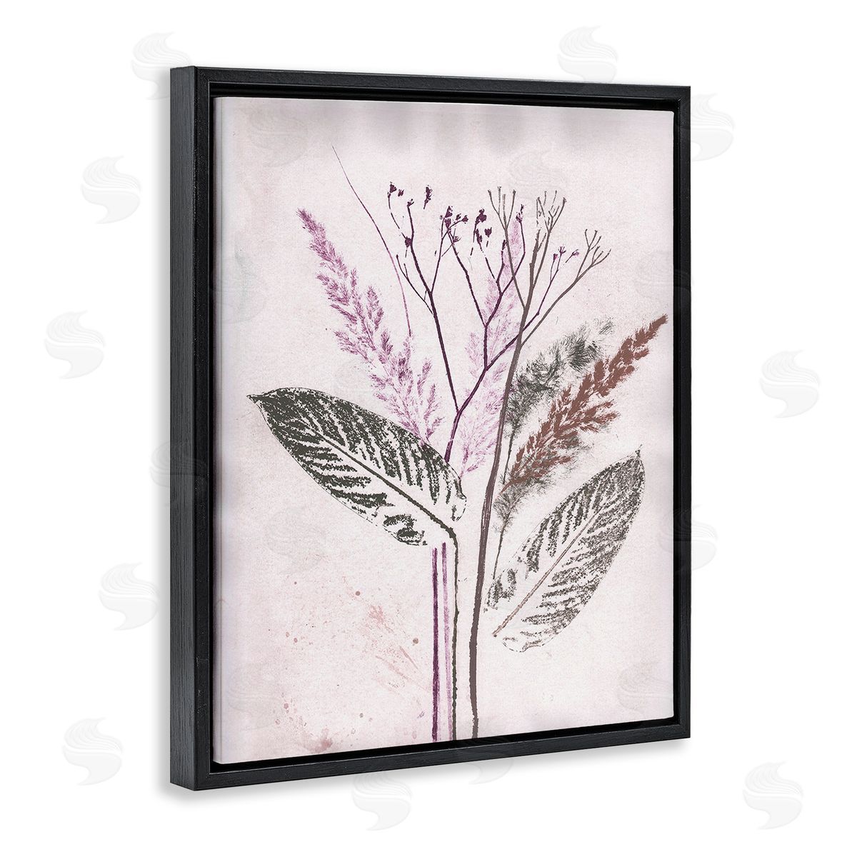 Pernille Folcarelli Botanical Imprint Shapes Black Floating Frame Canvas Wall Art Print