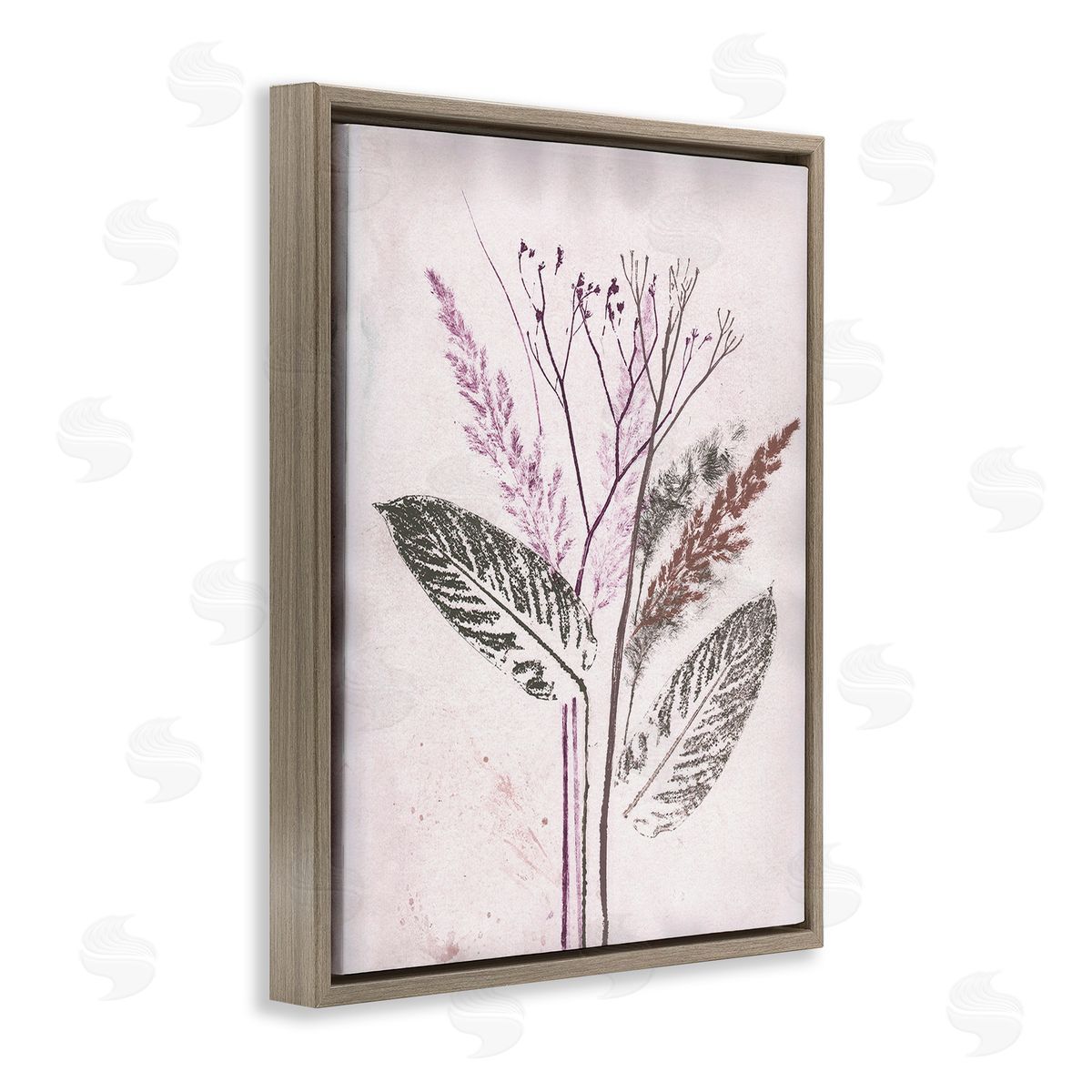Pernille Folcarelli Botanical Imprint Shapes Brown Floating Frame Canvas Wall Art Print
