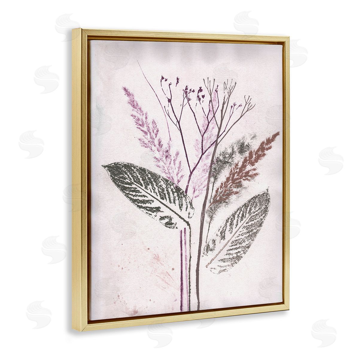Pernille Folcarelli Botanical Imprint Shapes Gold Floating Frame Canvas Wall Art Print
