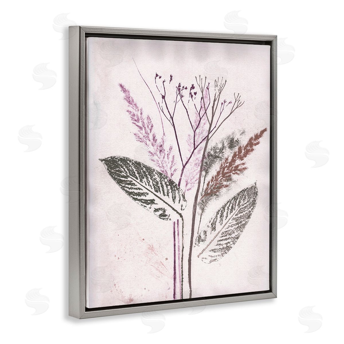Pernille Folcarelli Botanical Imprint Shapes Gray Floating Frame Canvas Wall Art Print