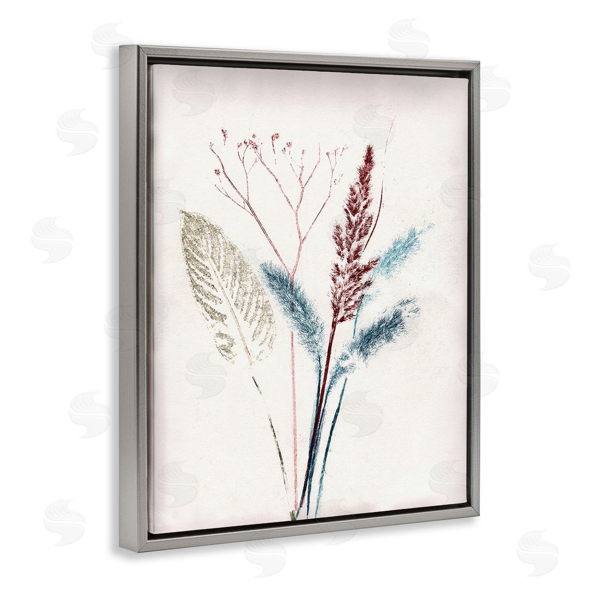 Pernille Folcarelli Natural Floral Impression Gray Floating Frame Canvas Wall Art Print