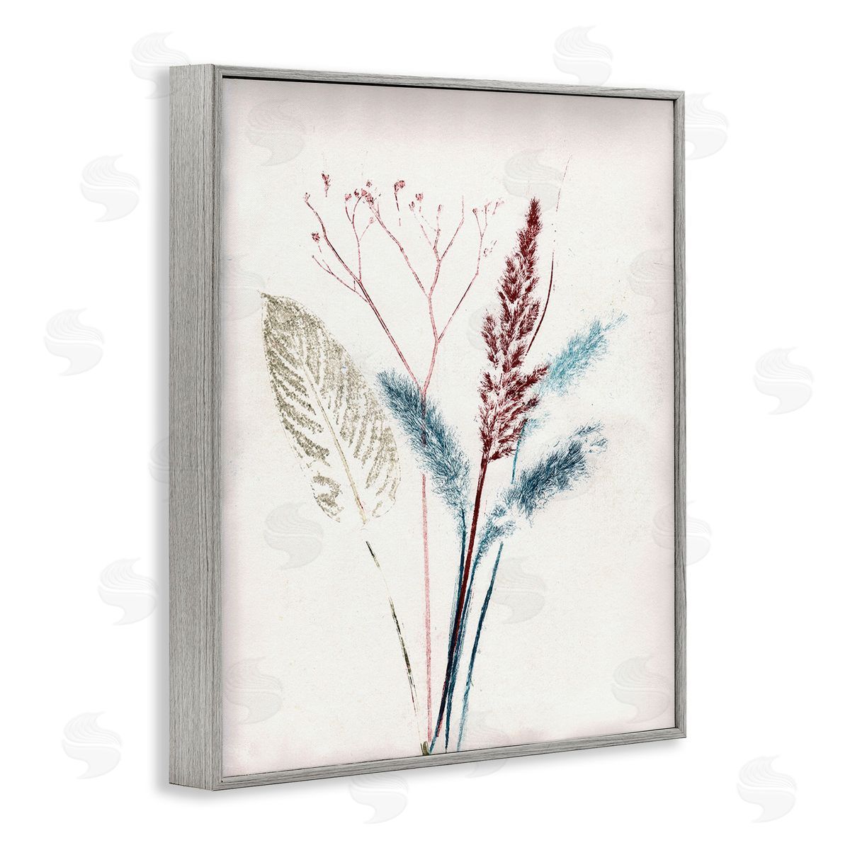 Pernille Folcarelli Natural Floral Impression Gray Framed Giclee Wall Art Print