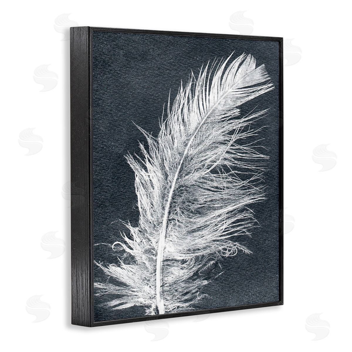 Pernille Folcarelli Blue & White Feather Black Framed Giclee Wall Art Print