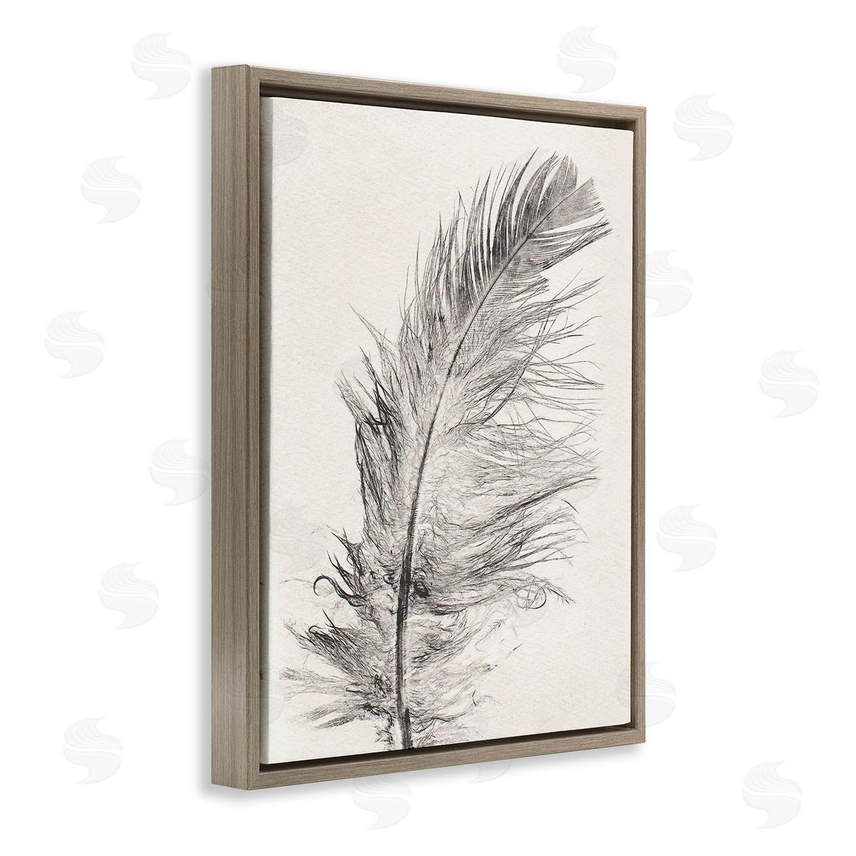 Pernille Folcarelli Boho Windswept Feather Brown Floating Frame Canvas Wall Art Print