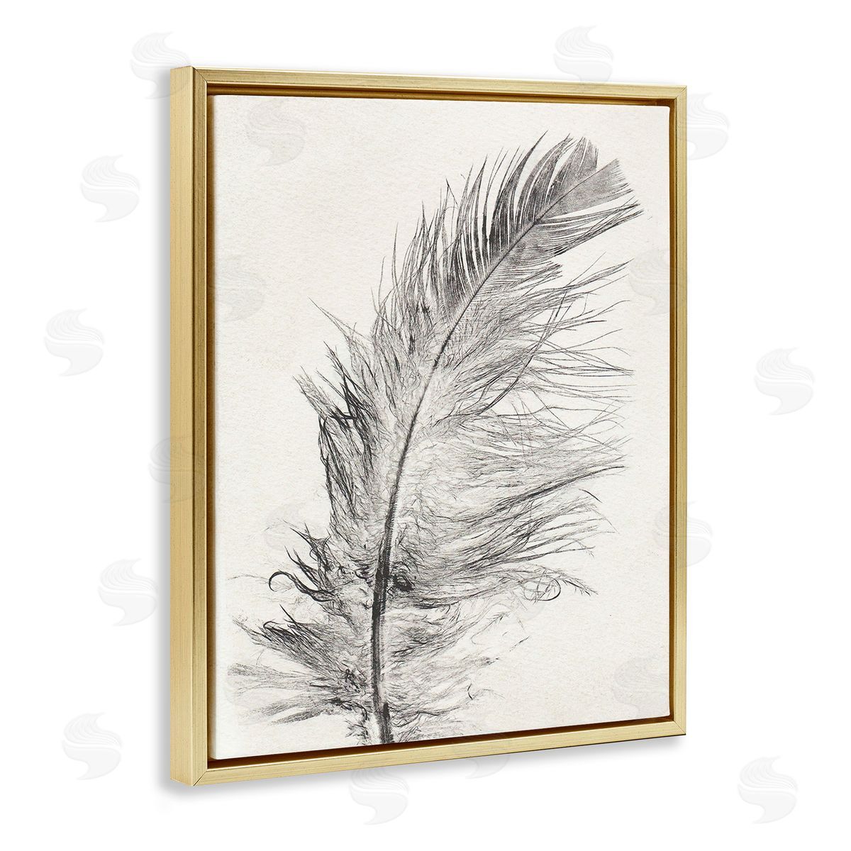 Pernille Folcarelli Boho Windswept Feather Gold Floating Frame Canvas Wall Art Print