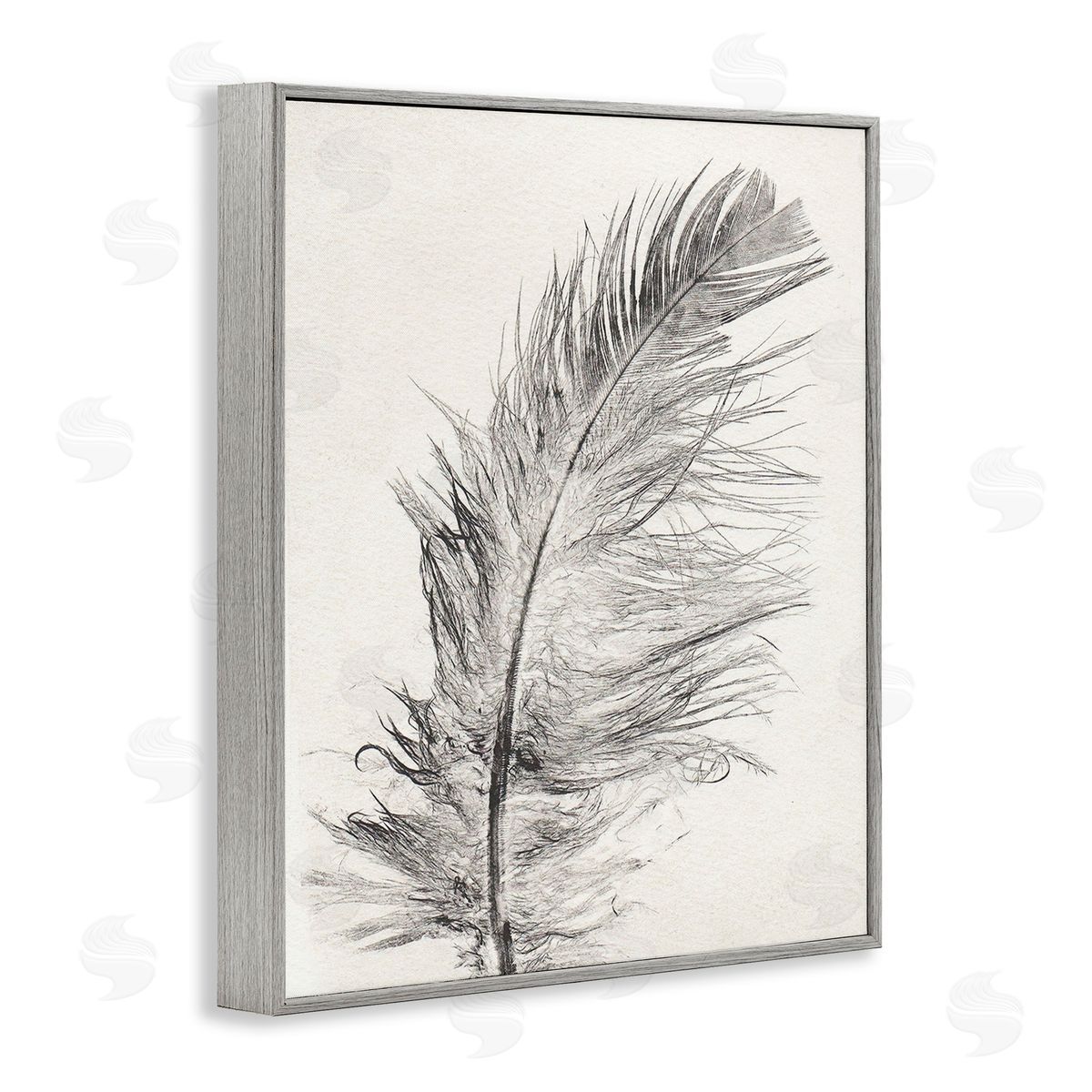 Pernille Folcarelli Boho Windswept Feather Gray Framed Giclee Wall Art Print