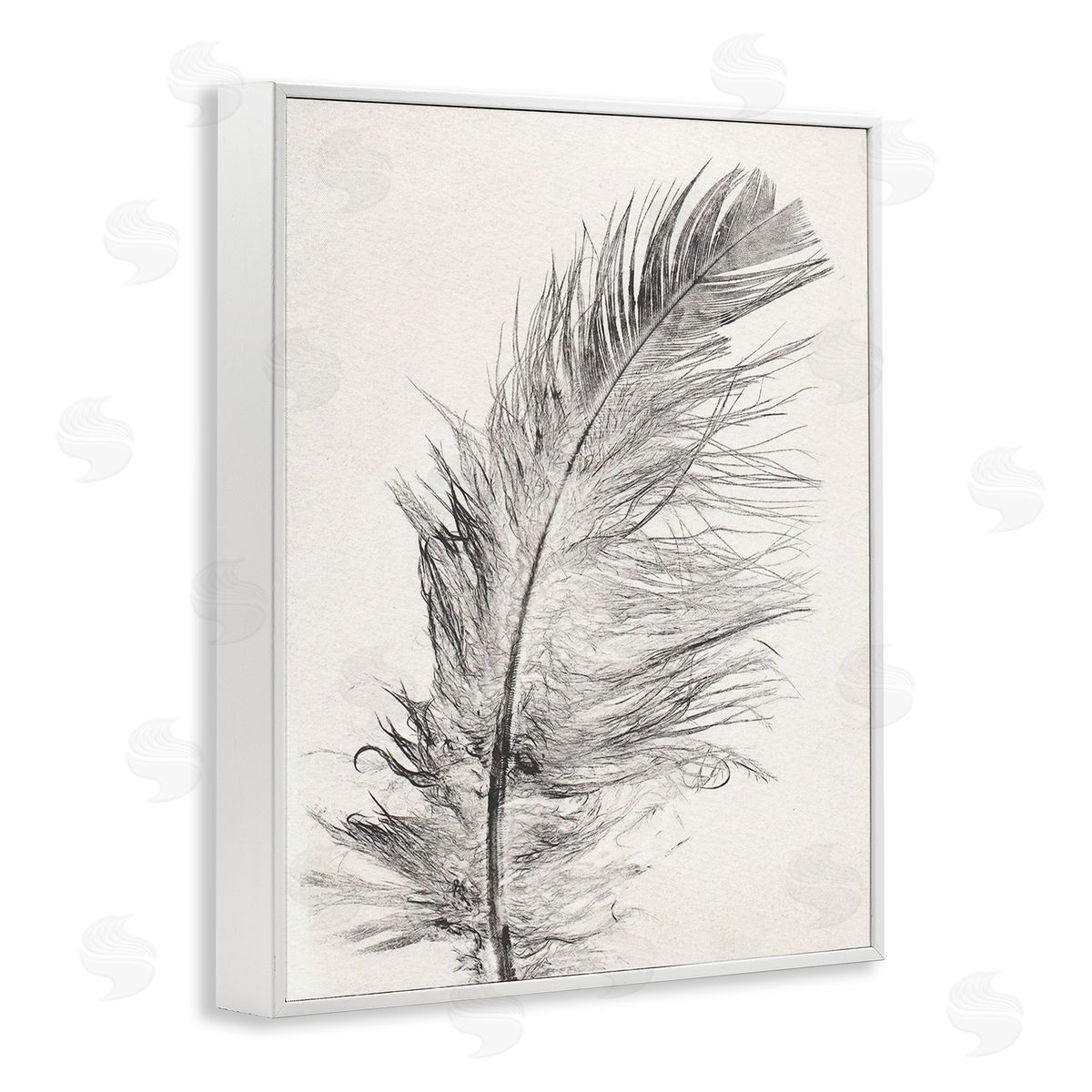 Pernille Folcarelli Boho Windswept Feather White Framed Giclee Wall Art Print