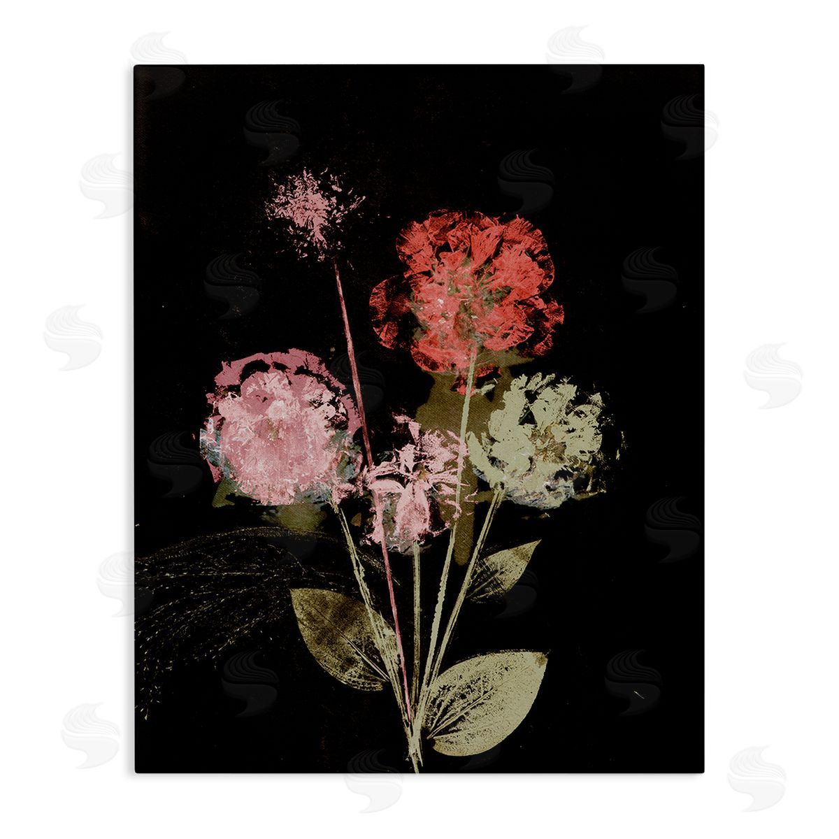 Pernille Folcarelli Rustic Roses on Black Canvas Wall Art Print