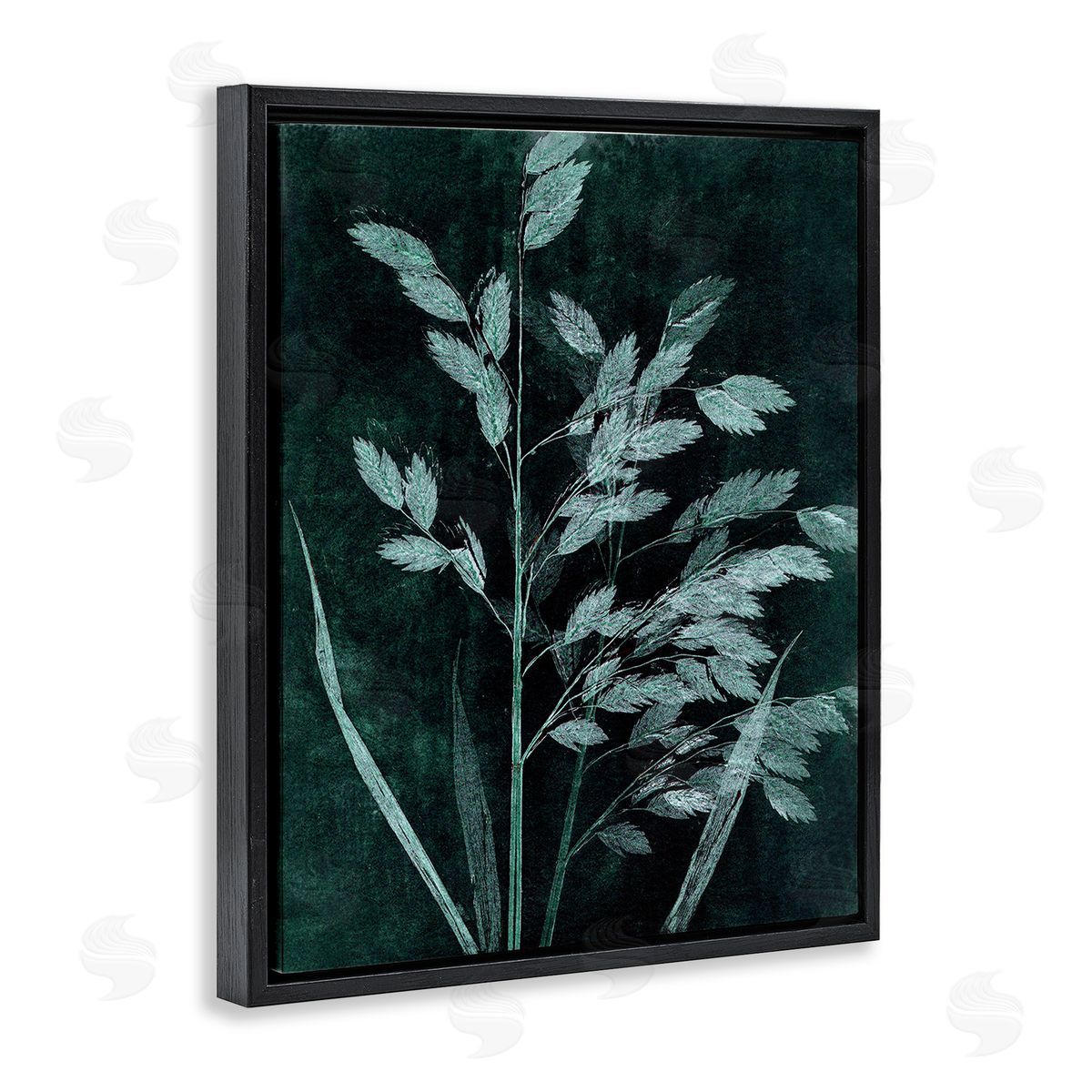 Pernille Folcarelli Green Botanical Imprints Black Floating Frame Canvas Wall Art Print