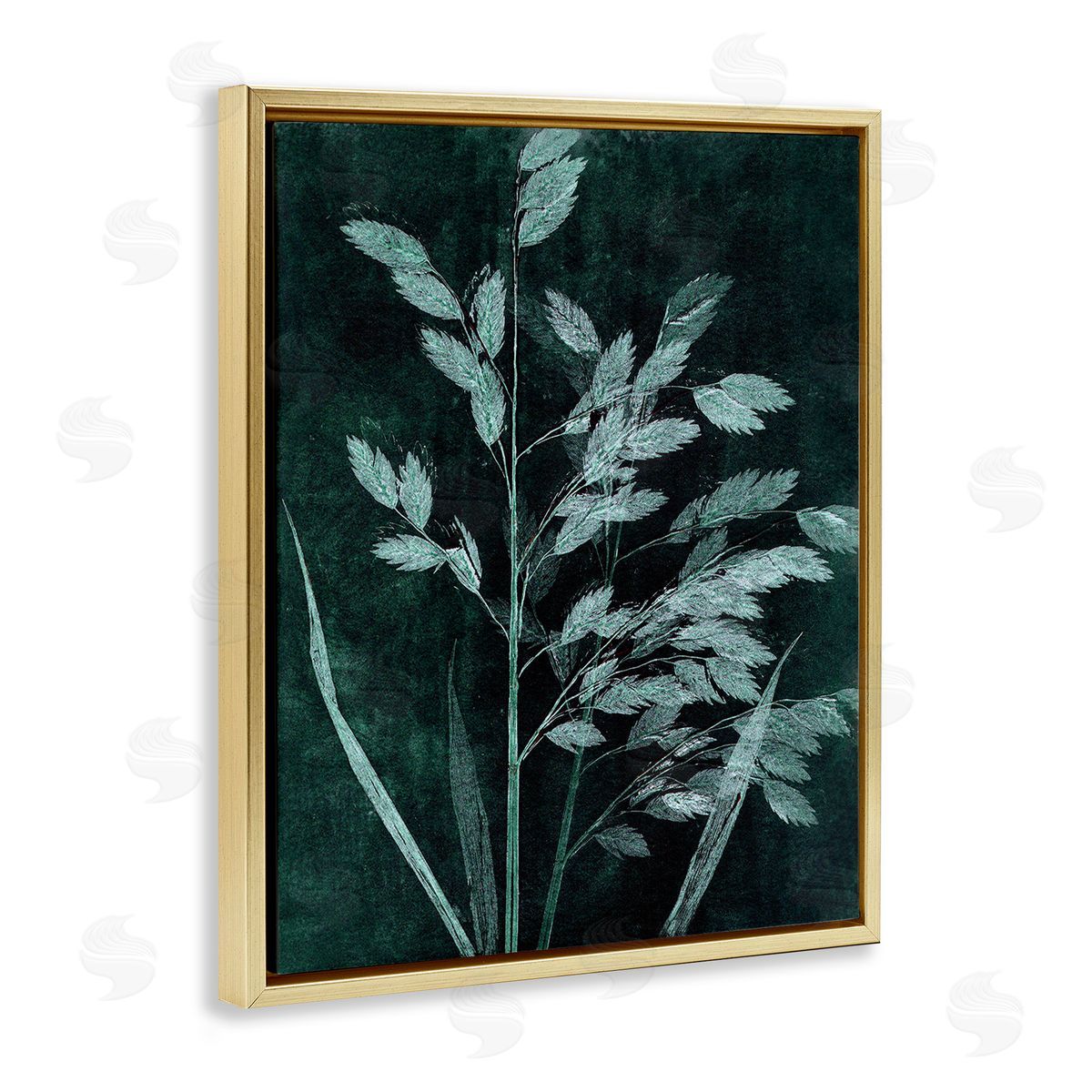 Pernille Folcarelli Green Botanical Imprints Gold Floating Frame Canvas Wall Art Print