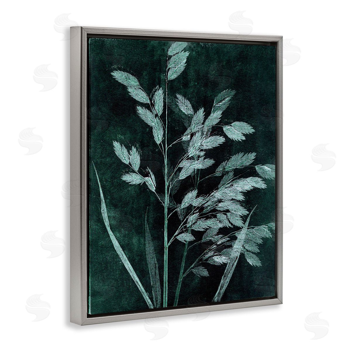 Pernille Folcarelli Green Botanical Imprints Gray Floating Frame Canvas Wall Art Print