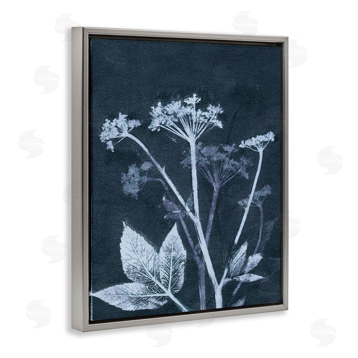 Pernille Folcarelli Spring Botanical Shapes Gray Floating Frame Canvas Wall Art Print