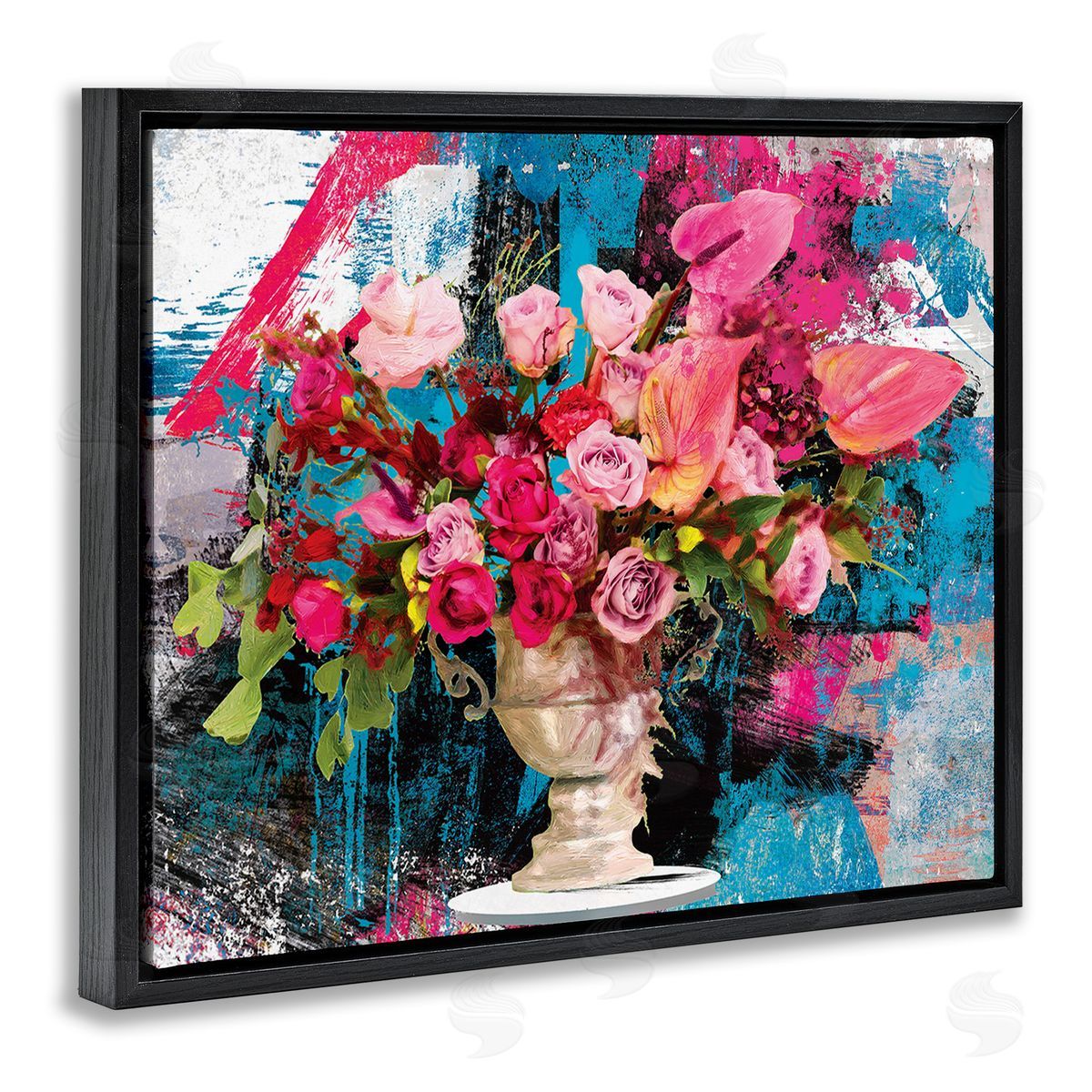 Porter Hastings Urban Rose Bouquet Black Floating Frame Canvas Wall Art Print