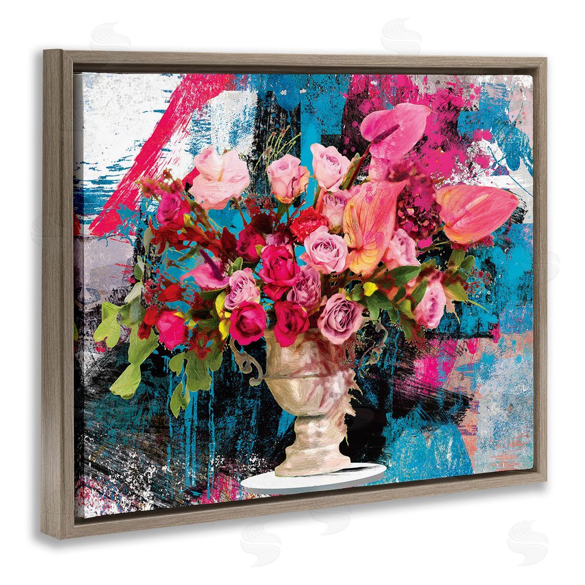 Porter Hastings Urban Rose Bouquet Brown Floating Frame Canvas Wall Art Print