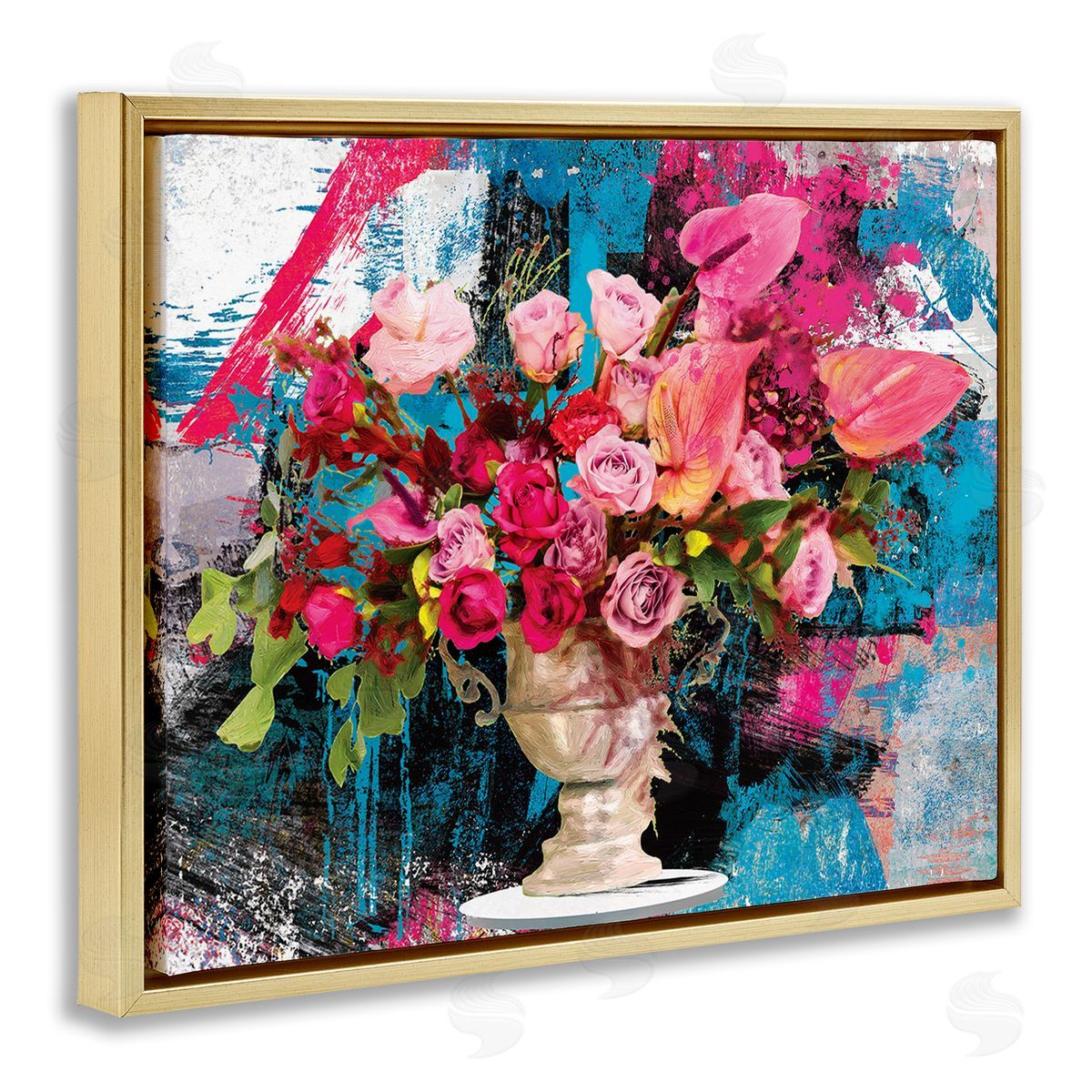Porter Hastings Urban Rose Bouquet Gold Floating Frame Canvas Wall Art Print