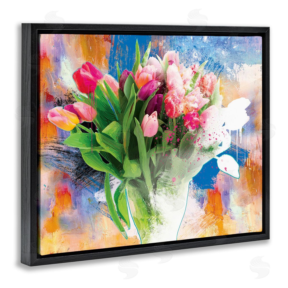 Porter Hastings Urban Spring Bouquet Black Floating Frame Canvas Wall Art Print