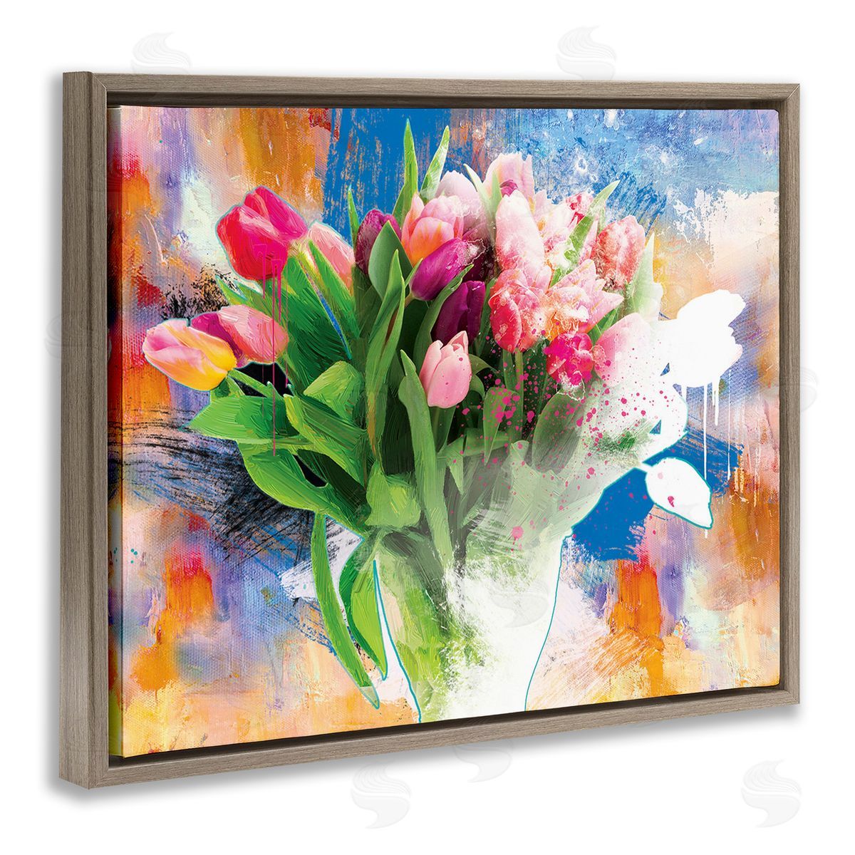 Porter Hastings Urban Spring Bouquet Brown Floating Frame Canvas Wall Art Print