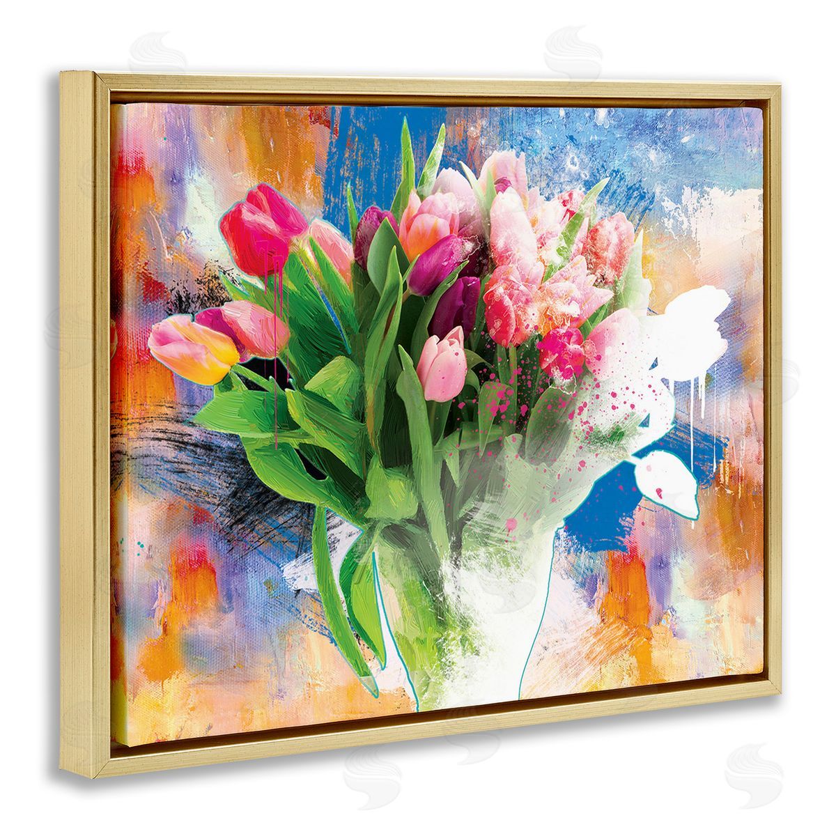 Porter Hastings Urban Spring Bouquet Gold Floating Frame Canvas Wall Art Print