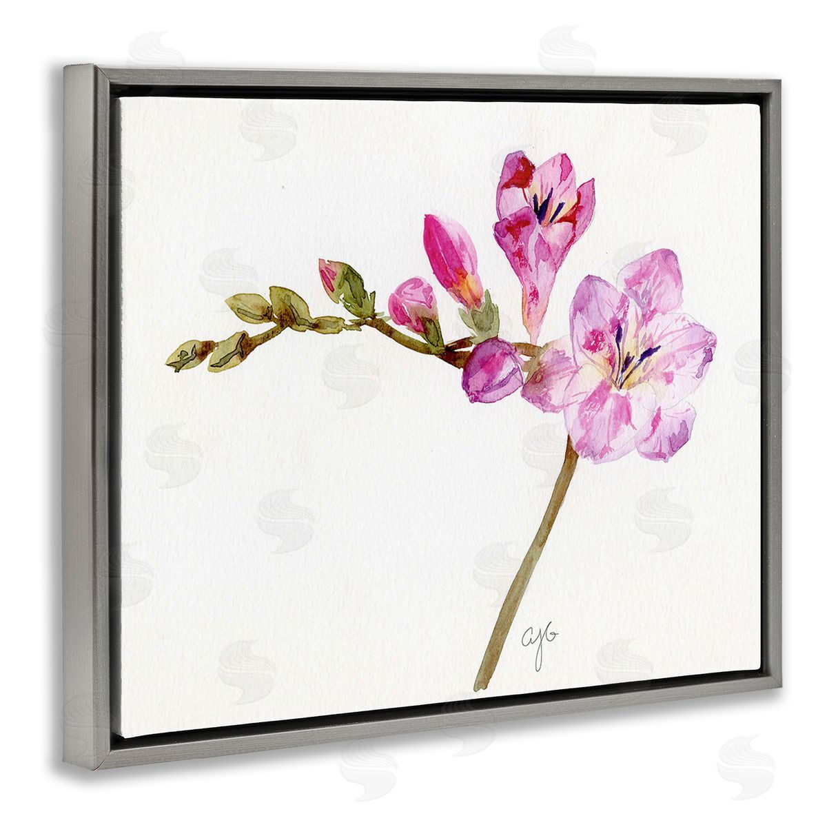 Alexandria Gilbert Kincaid Orchid Flower Sprig Gray Floating Frame Canvas Wall Art Print