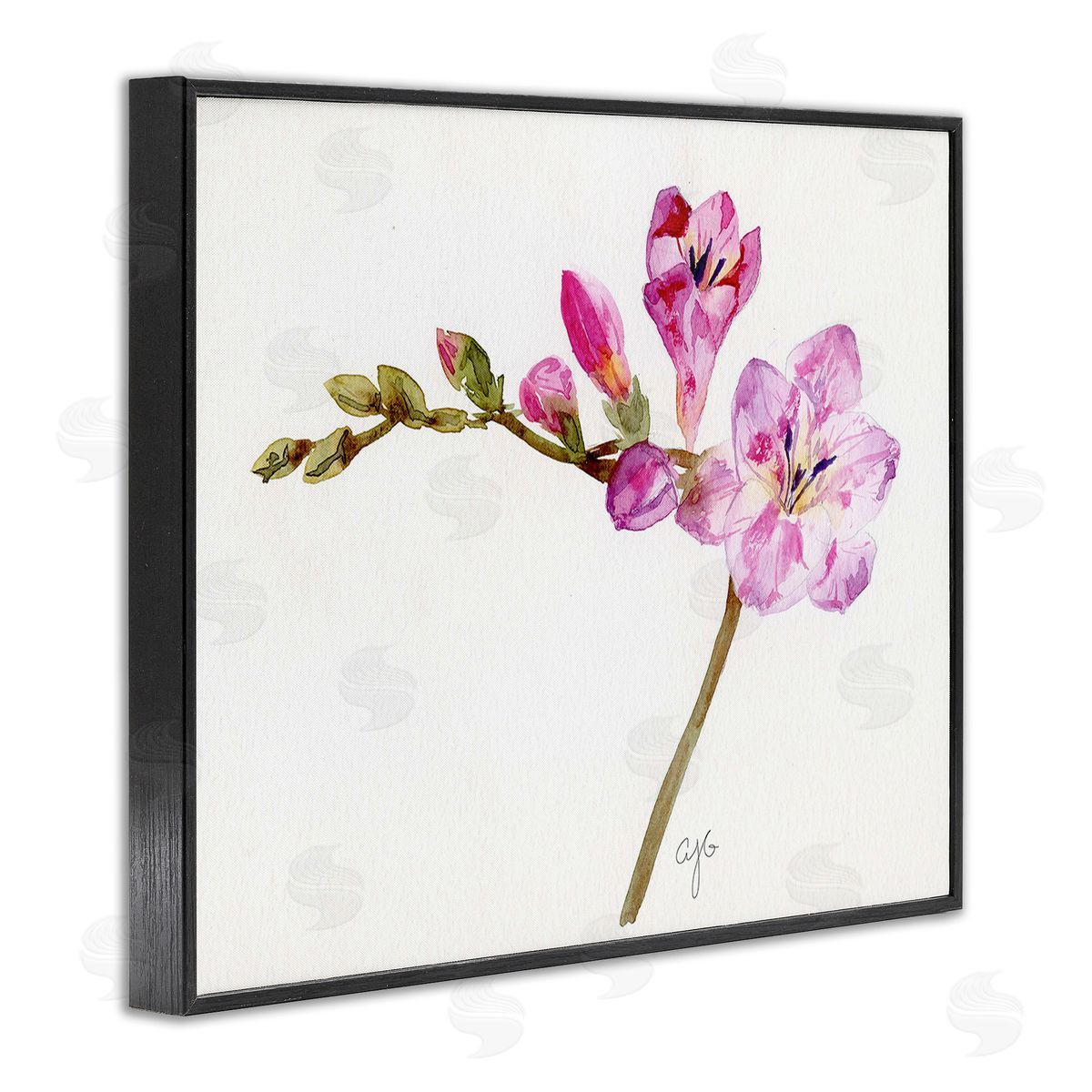 Alexandria Gilbert Kincaid Orchid Flower Sprig Black Framed Giclee Wall Art Print