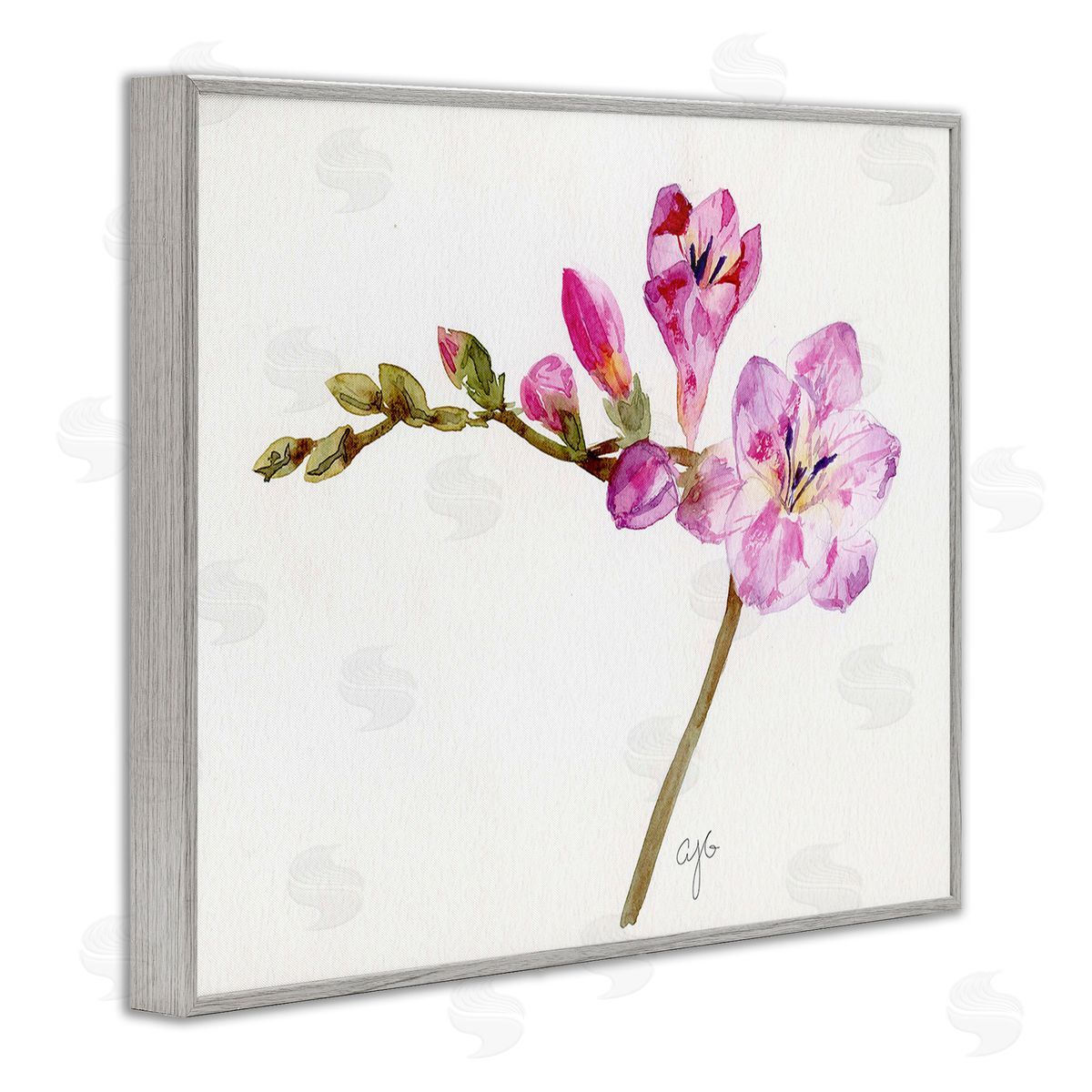 Alexandria Gilbert Kincaid Orchid Flower Sprig Gray Framed Giclee Wall Art Print