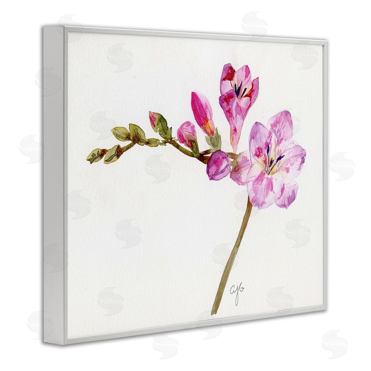 Alexandria Gilbert Kincaid Orchid Flower Sprig White Framed Giclee Wall Art Print