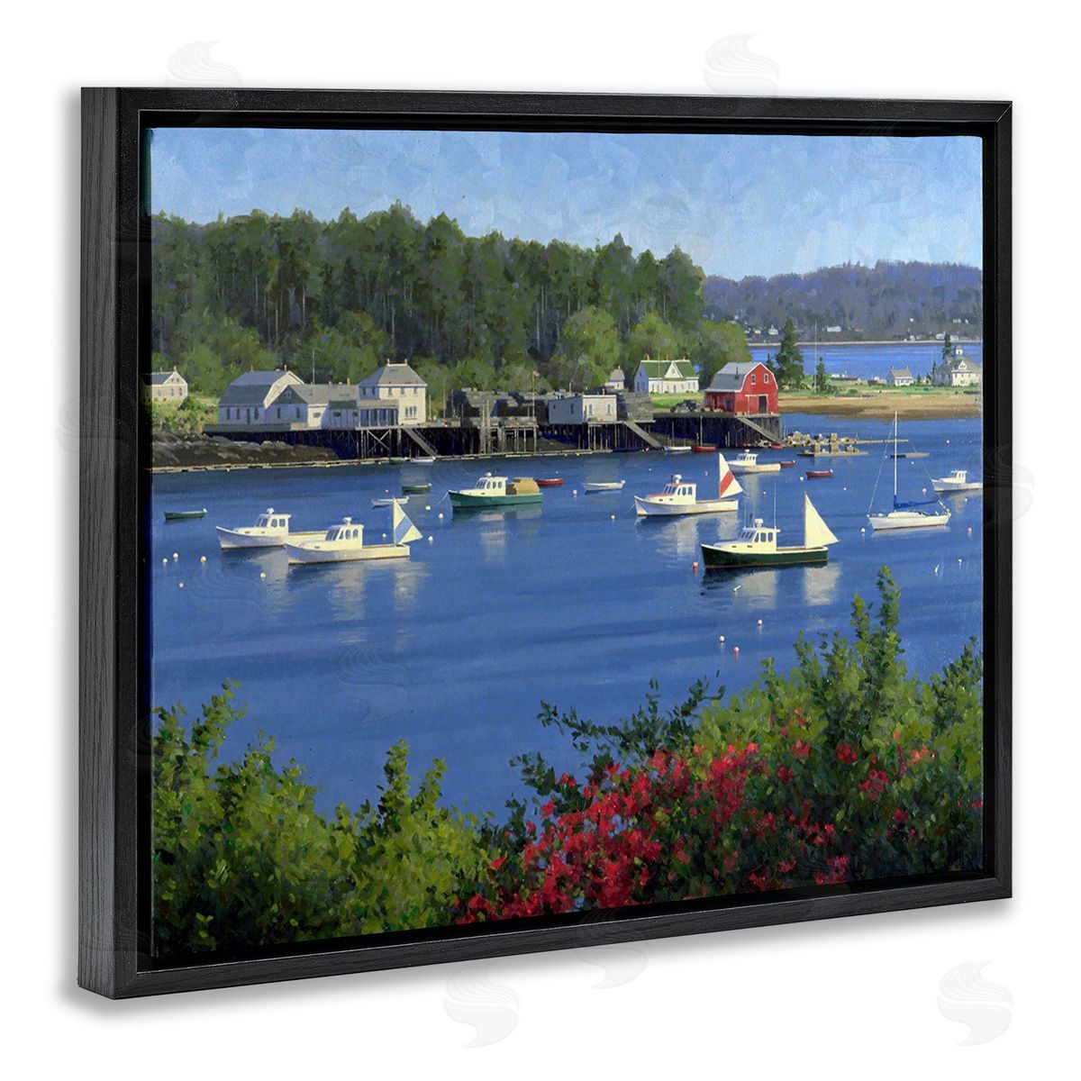 Jimmy Dyer Summer Harbor Inlet Black Floating Frame Canvas Wall Art Print