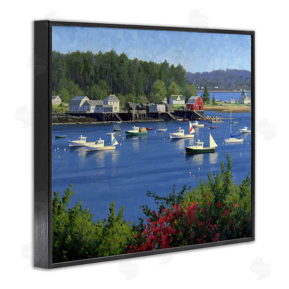 Jimmy Dyer Summer Harbor Inlet Black Framed Giclee Wall Art Print