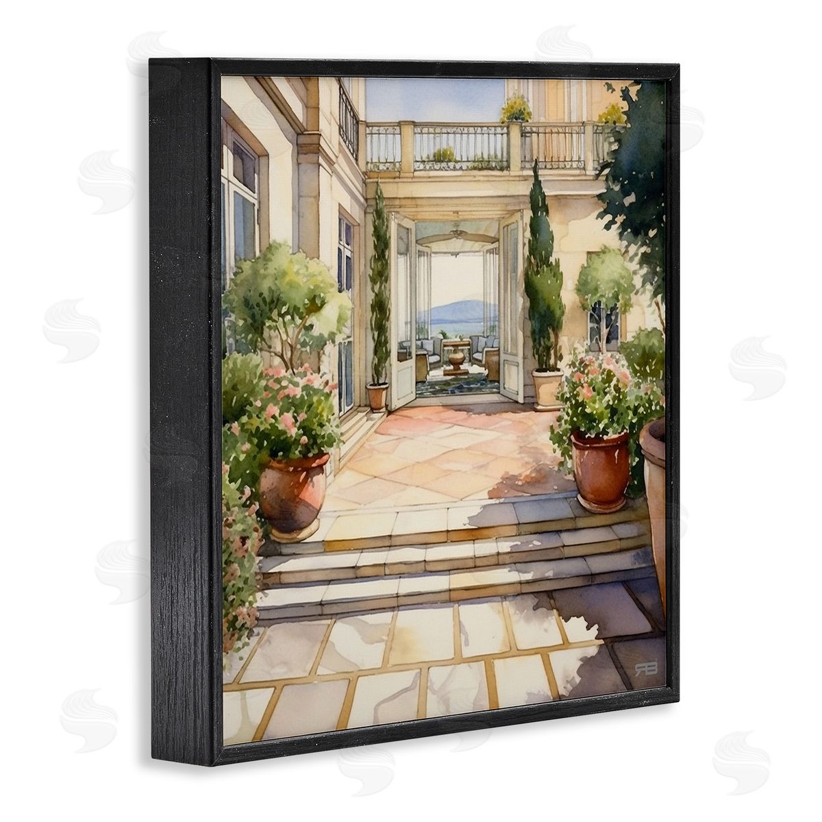 RB European Villa Architecture Black Framed Giclee Wall Art Print