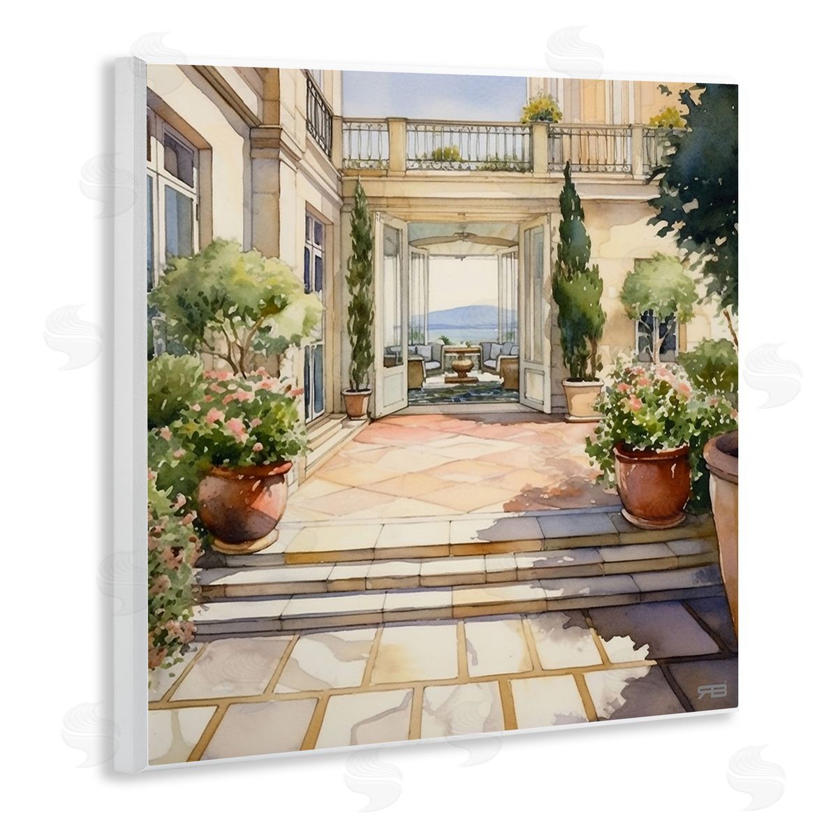 RB European Villa Architecture Wooden Wall Plaque Art Print
