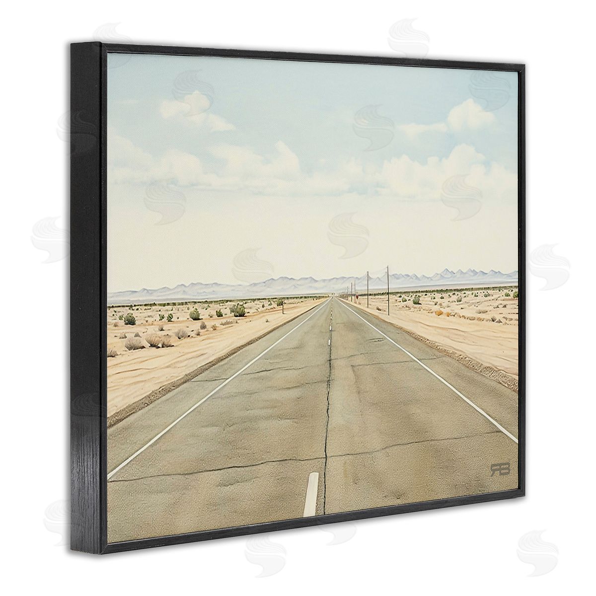 RB Scenic Desert Road Black Framed Giclee Wall Art Print