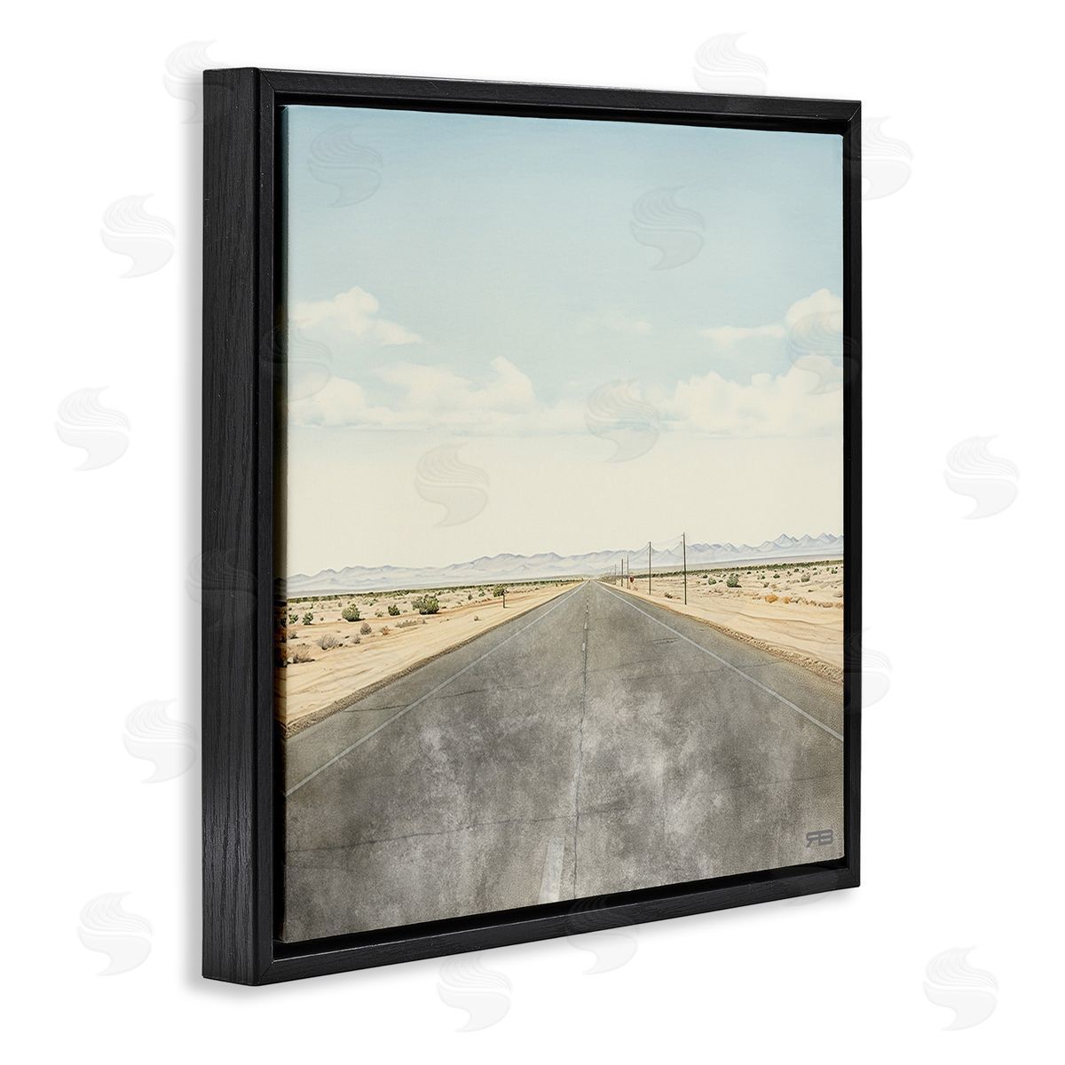 RB Desert Horizon Highway Black Floating Frame Canvas Wall Art Print