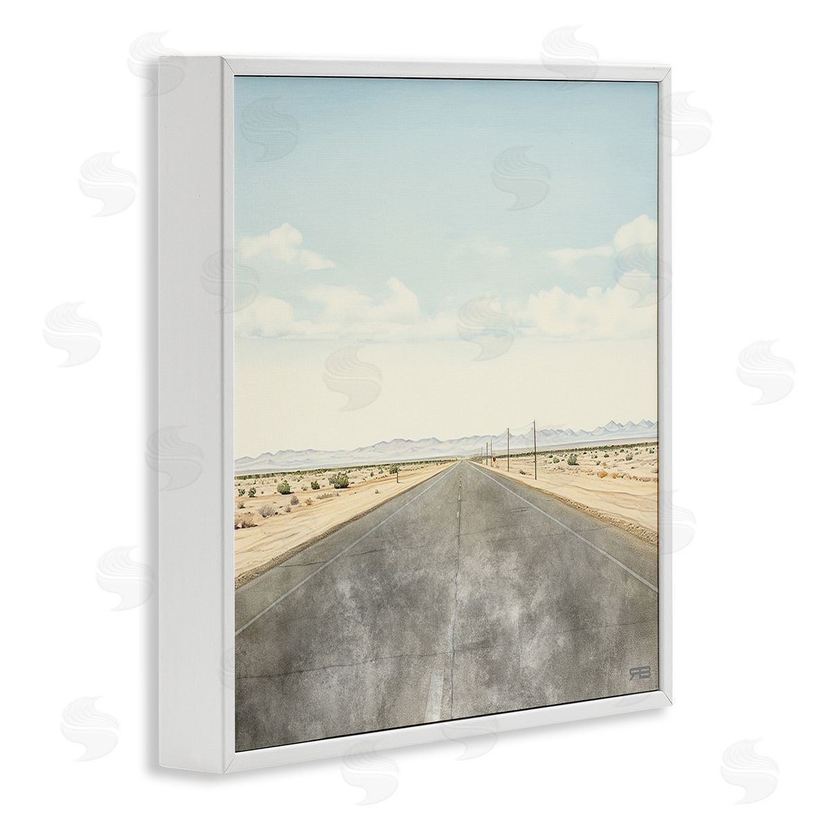 RB Desert Horizon Highway White Framed Giclee Wall Art Print