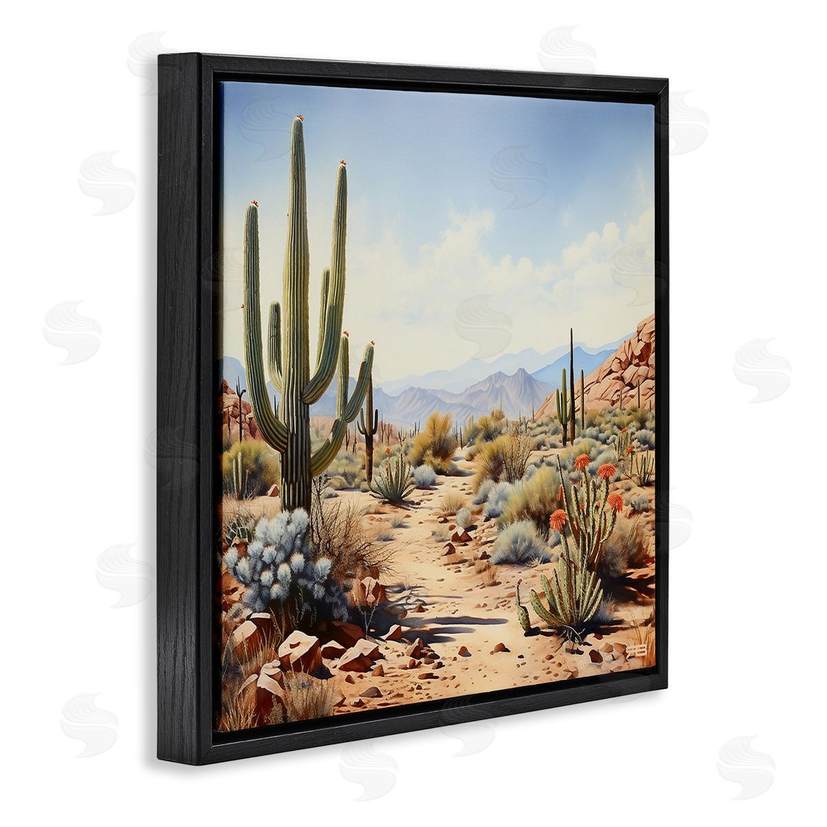 RB Desert Cactus Path Black Floating Frame Canvas Wall Art Print